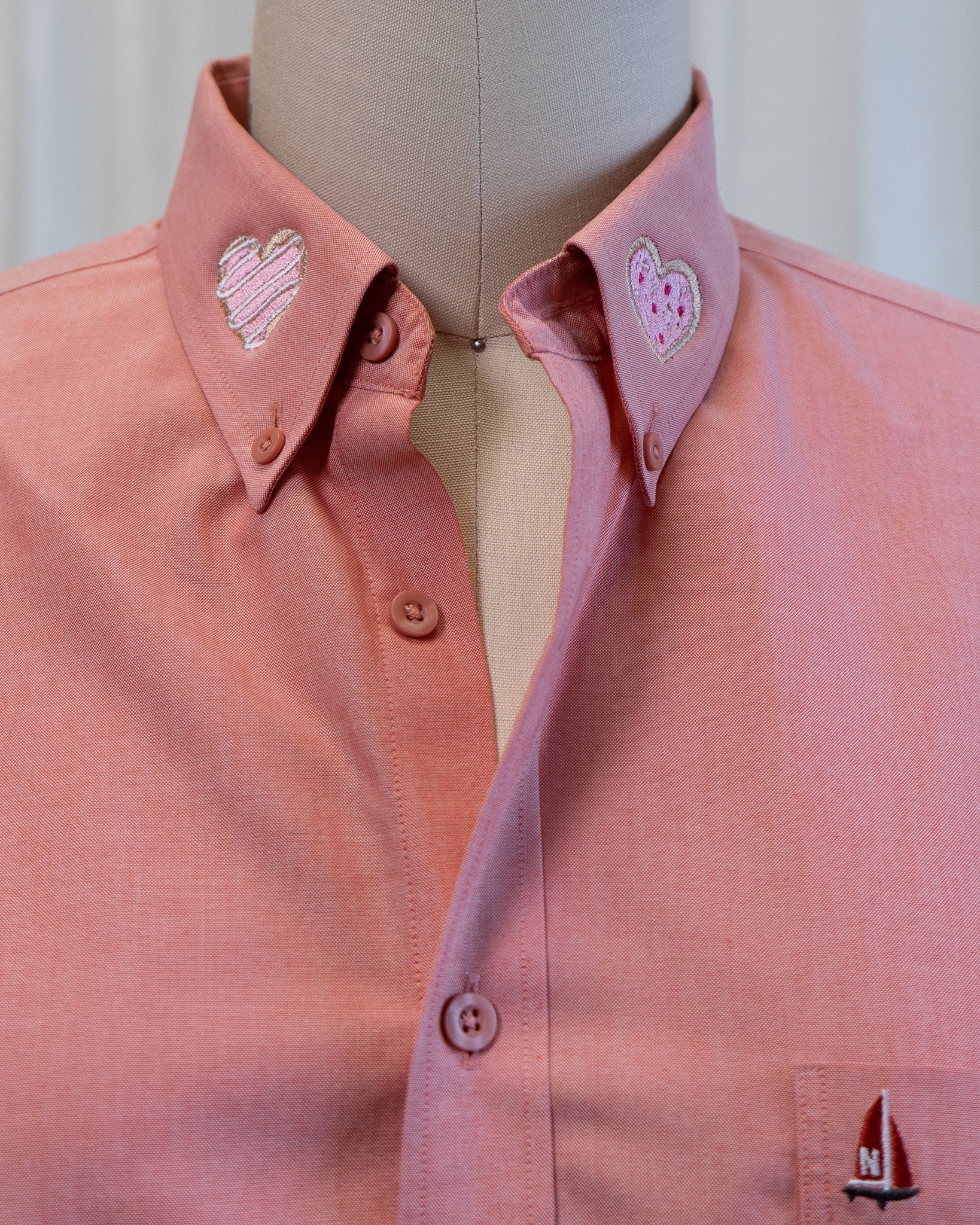 00s "Valentine's Day Cookies" Embroidered Nordstrom Red Button Down Shirt