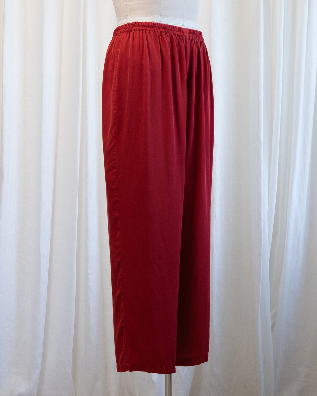 90s Victoria's Secret Red Pure Silk Stretch Waist Pants