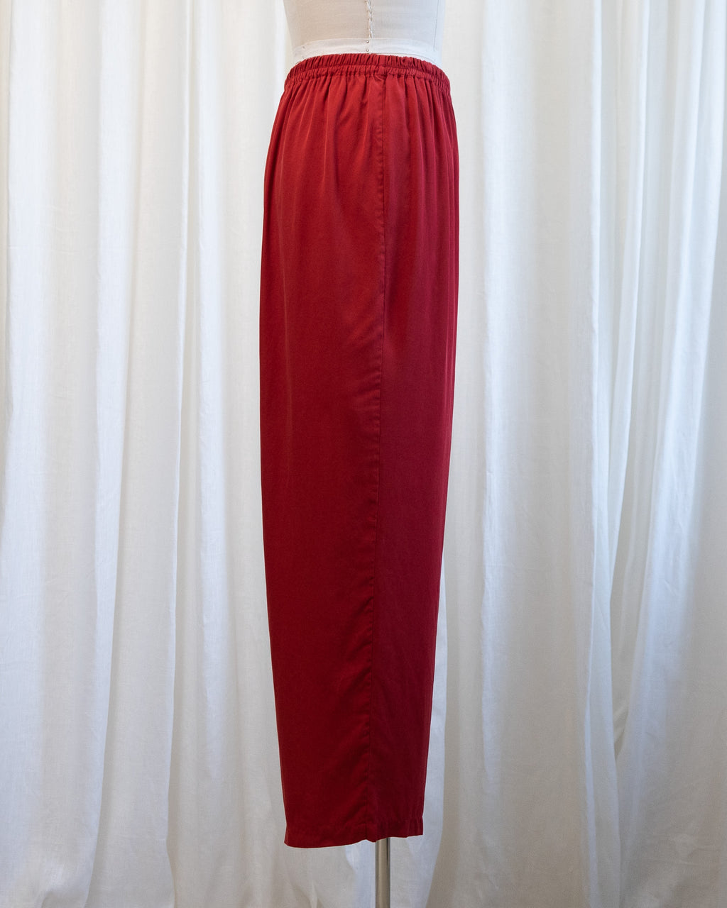 90s Victoria's Secret Red Pure Silk Stretch Waist Pants