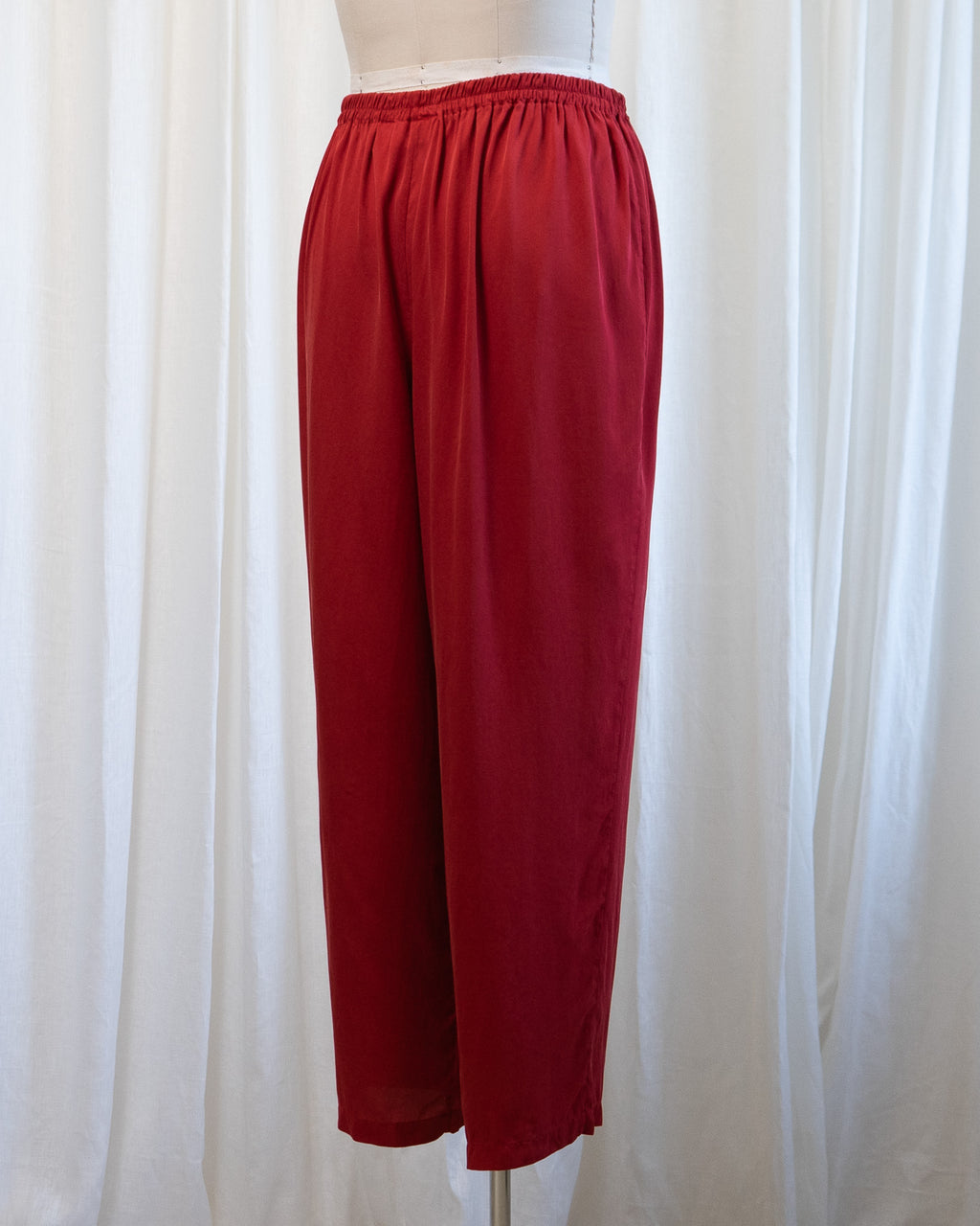 90s Victoria's Secret Red Pure Silk Stretch Waist Pants