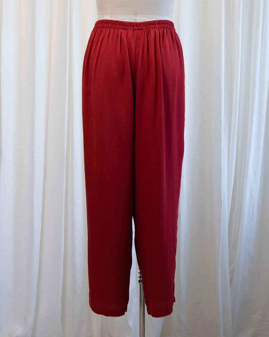 90s Victoria's Secret Red Pure Silk Stretch Waist Pants