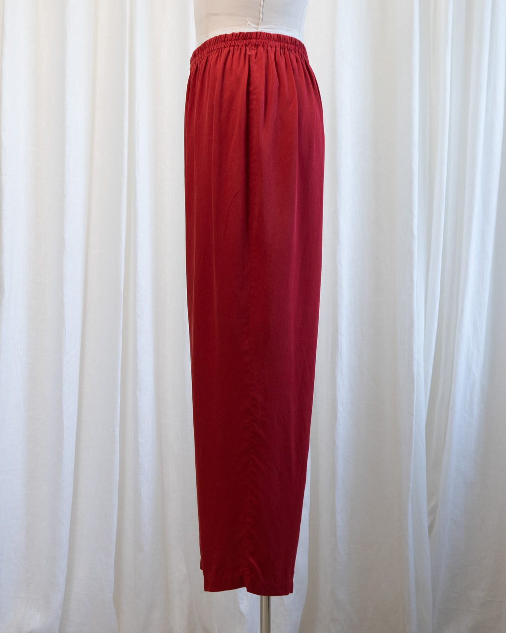 90s Victoria's Secret Red Pure Silk Stretch Waist Pants
