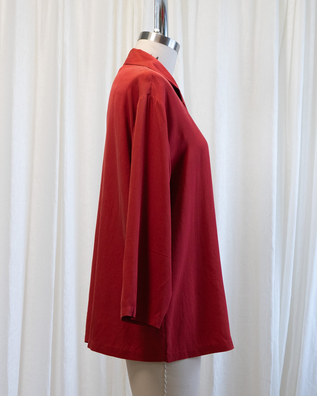 90s Victoria's Secret Red Pure Silk Button Front Blouse