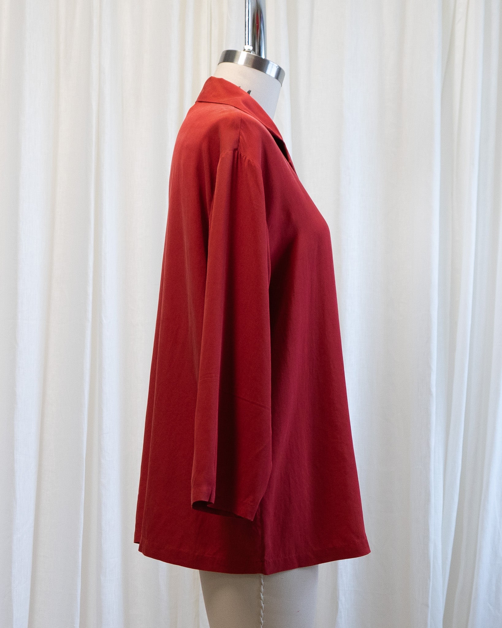 90s Victoria's Secret Red Pure Silk Button Front Blouse