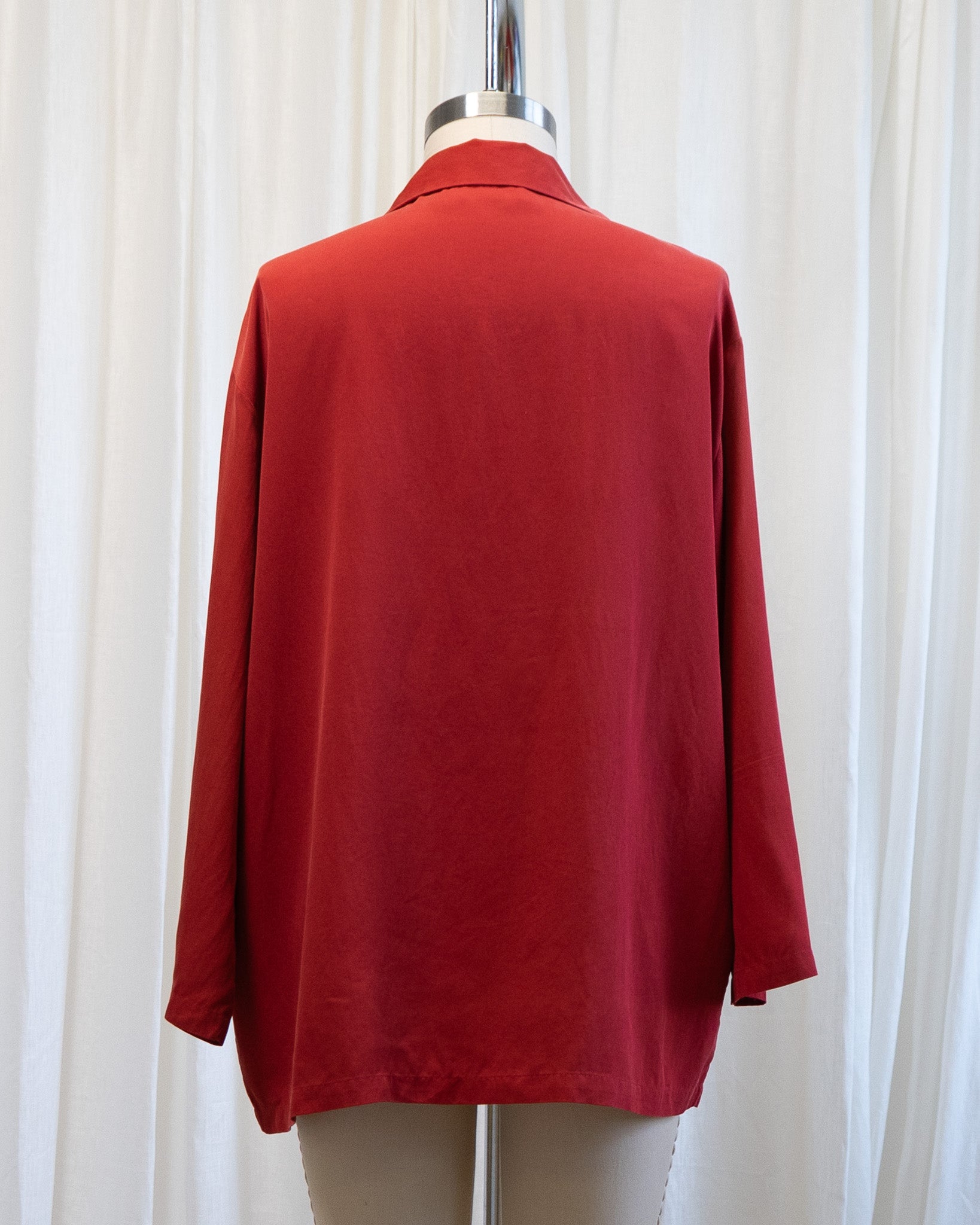 90s Victoria's Secret Red Pure Silk Button Front Blouse