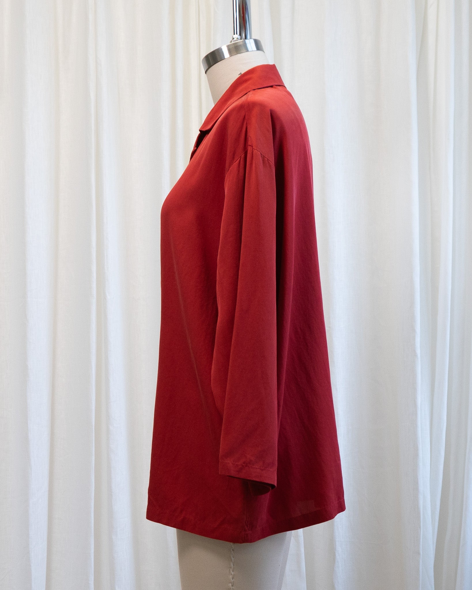 90s Victoria's Secret Red Pure Silk Button Front Blouse