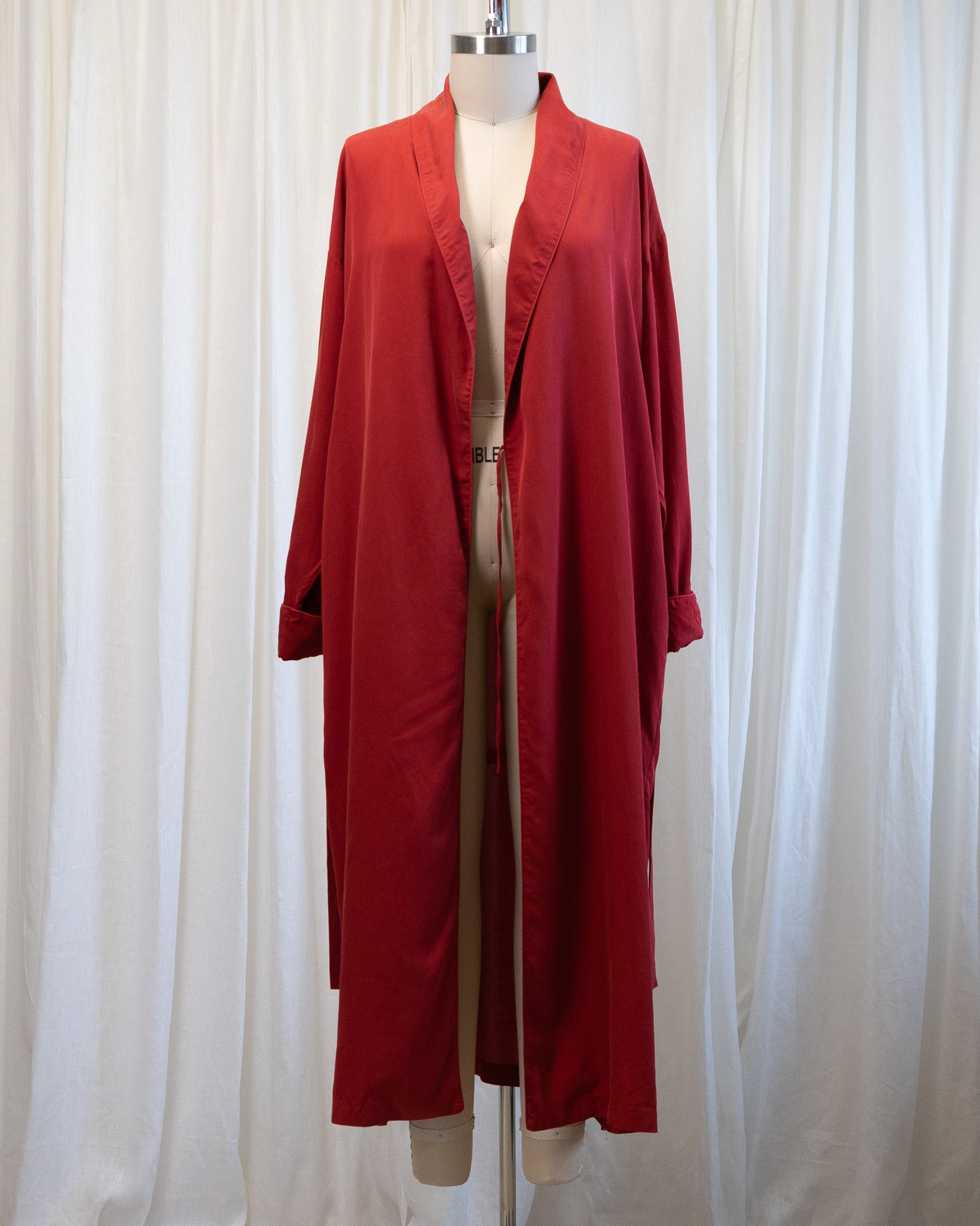90s Victoria's Secret Red Pure Silk Shawl Collar & Cuffed Robe