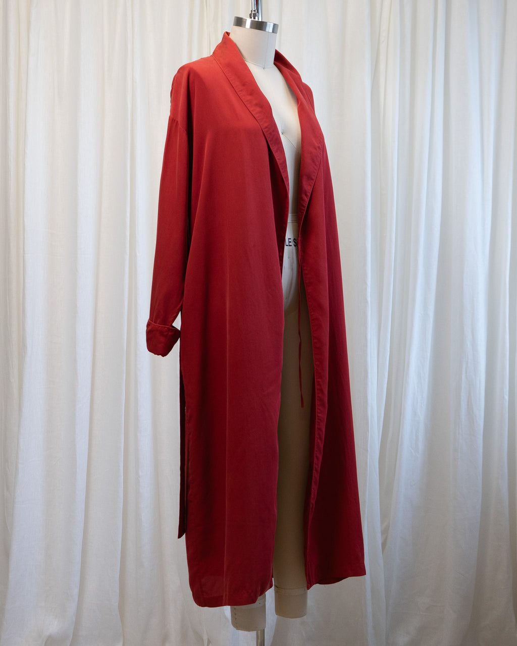 90s Victoria's Secret Red Pure Silk Shawl Collar & Cuffed Robe