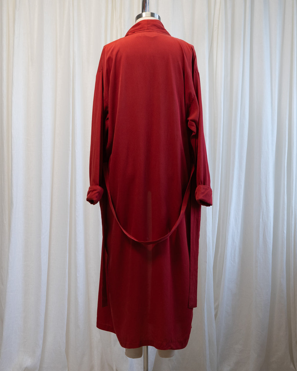 90s Victoria's Secret Red Pure Silk Shawl Collar & Cuffed Robe