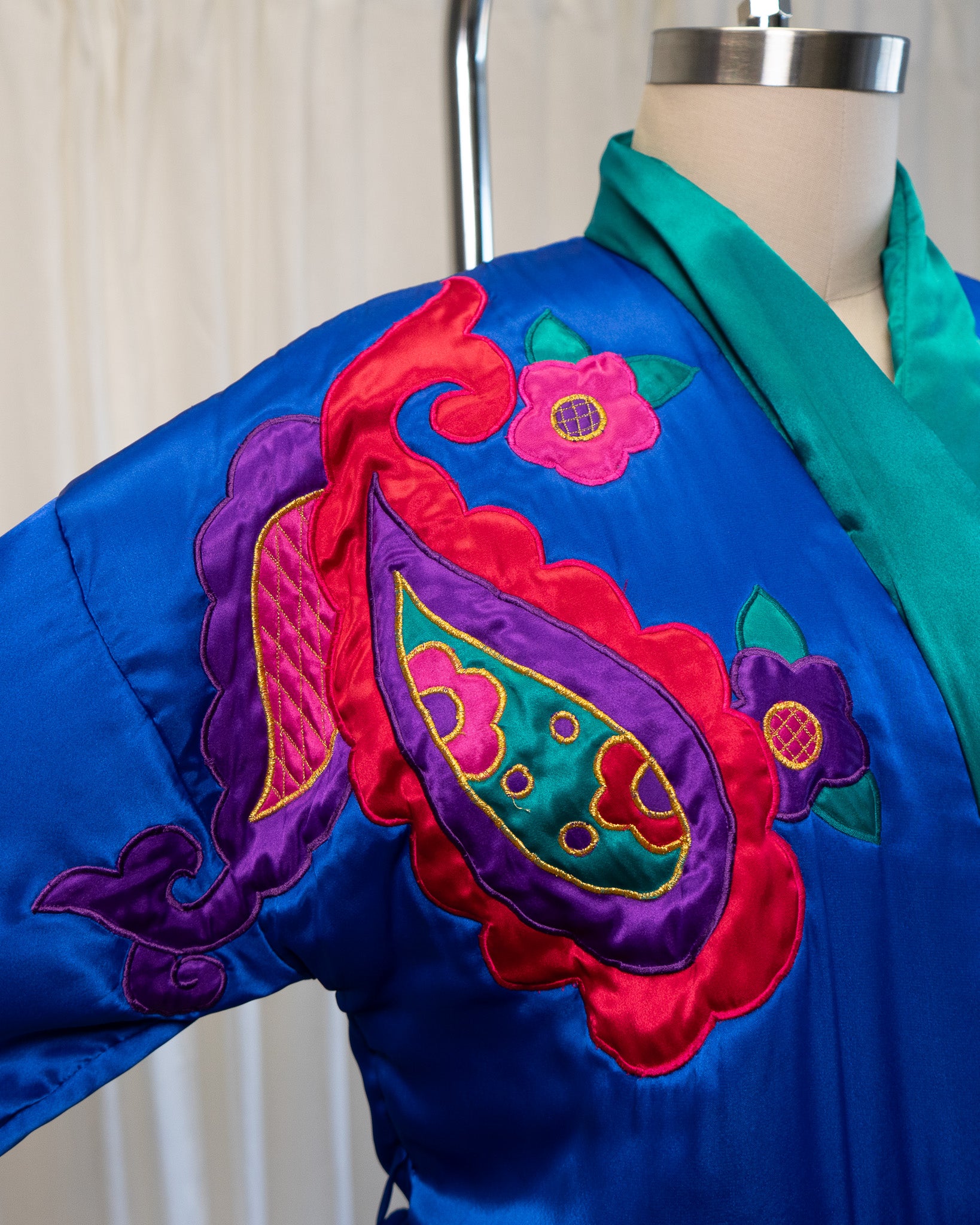 80s Colorful Paisley Padded Robe by Kathleen Usherwood by Periphery