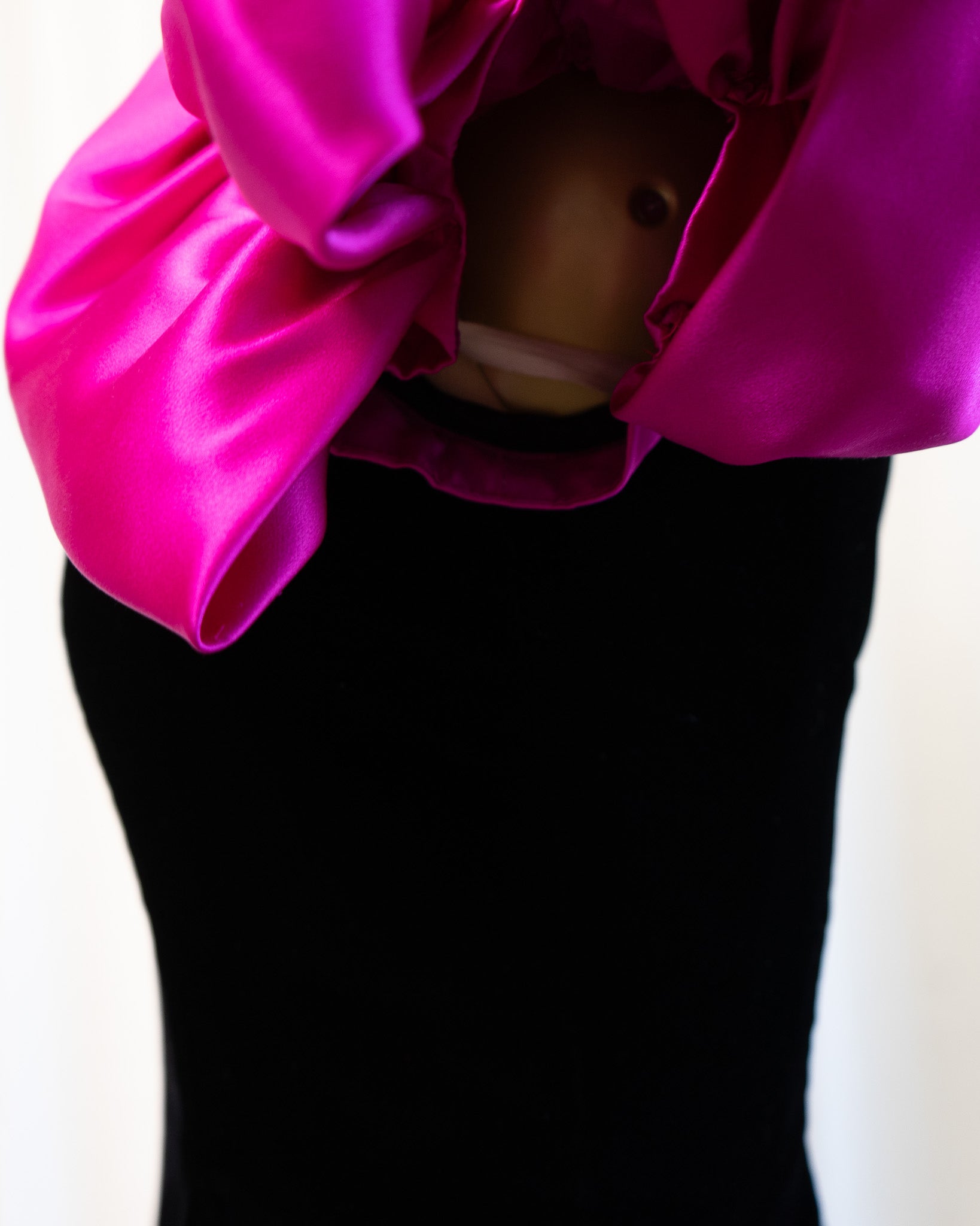 90s Black Velvet & Pink Oversized Bow Straps Mini Dress