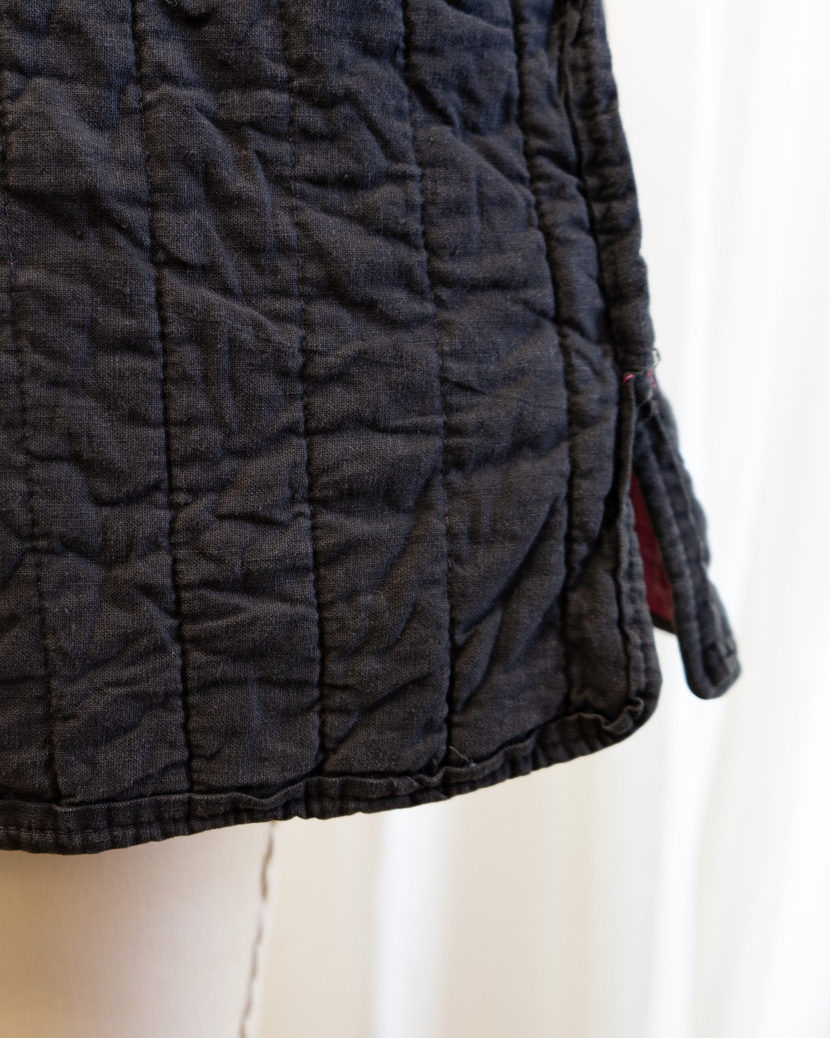 80s Chinese Tang Suit Indian Cotton Quilted Jacket in Maroon & Pink Lamé Plaid
