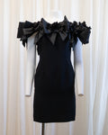 80s Victor Costa Bergdorf Goodman Black Roses & Bows Mini Dress