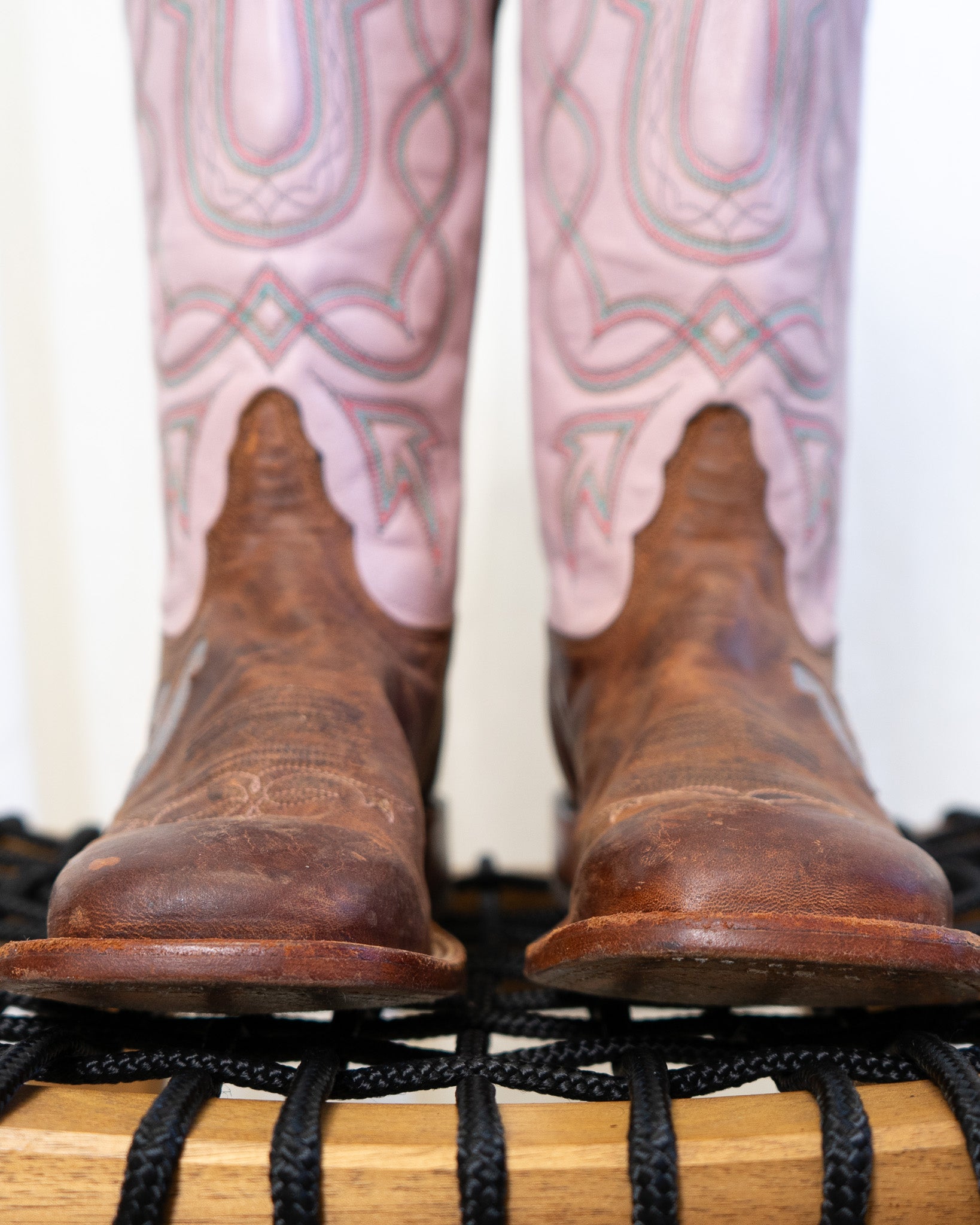 Tony Lama Pink Horseshoe Genuine Leather Cowboy Boots