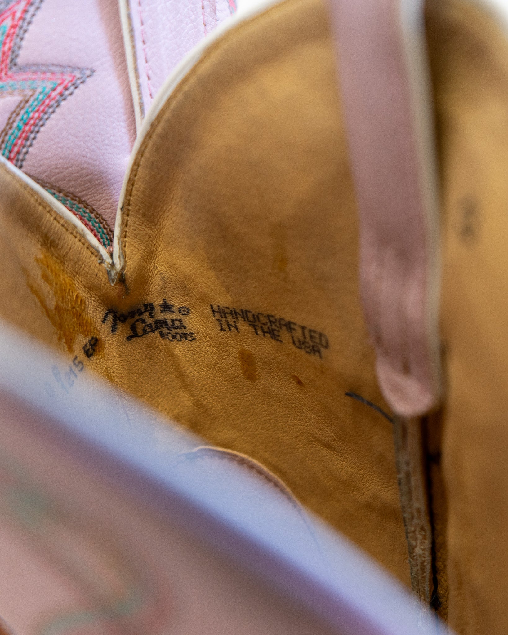 Tony Lama Pink Horseshoe Genuine Leather Cowboy Boots