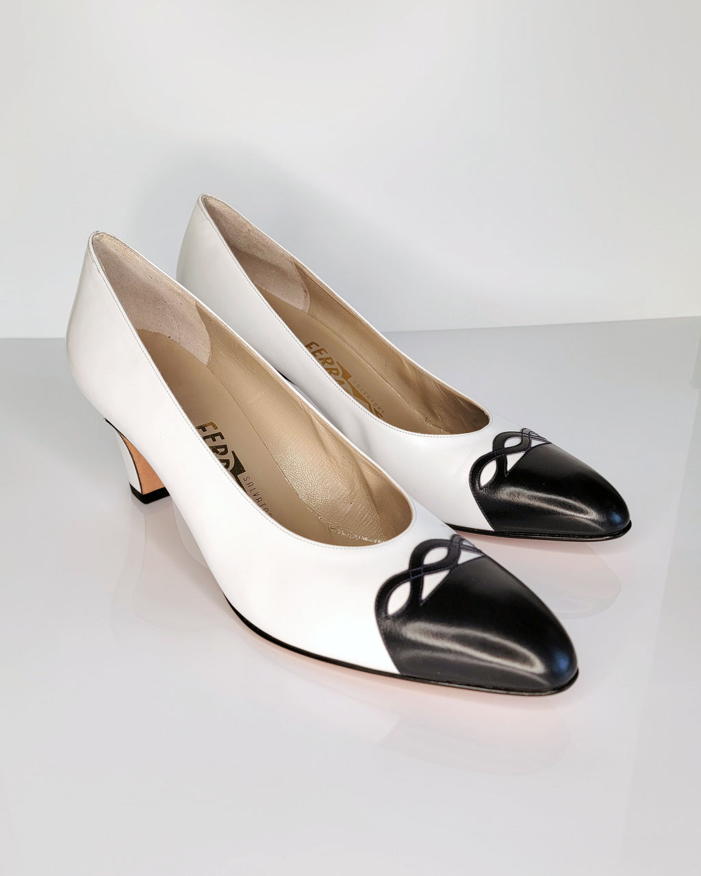 1980s Salvatore Ferragamo Deadstock Cap-Toe Pumps