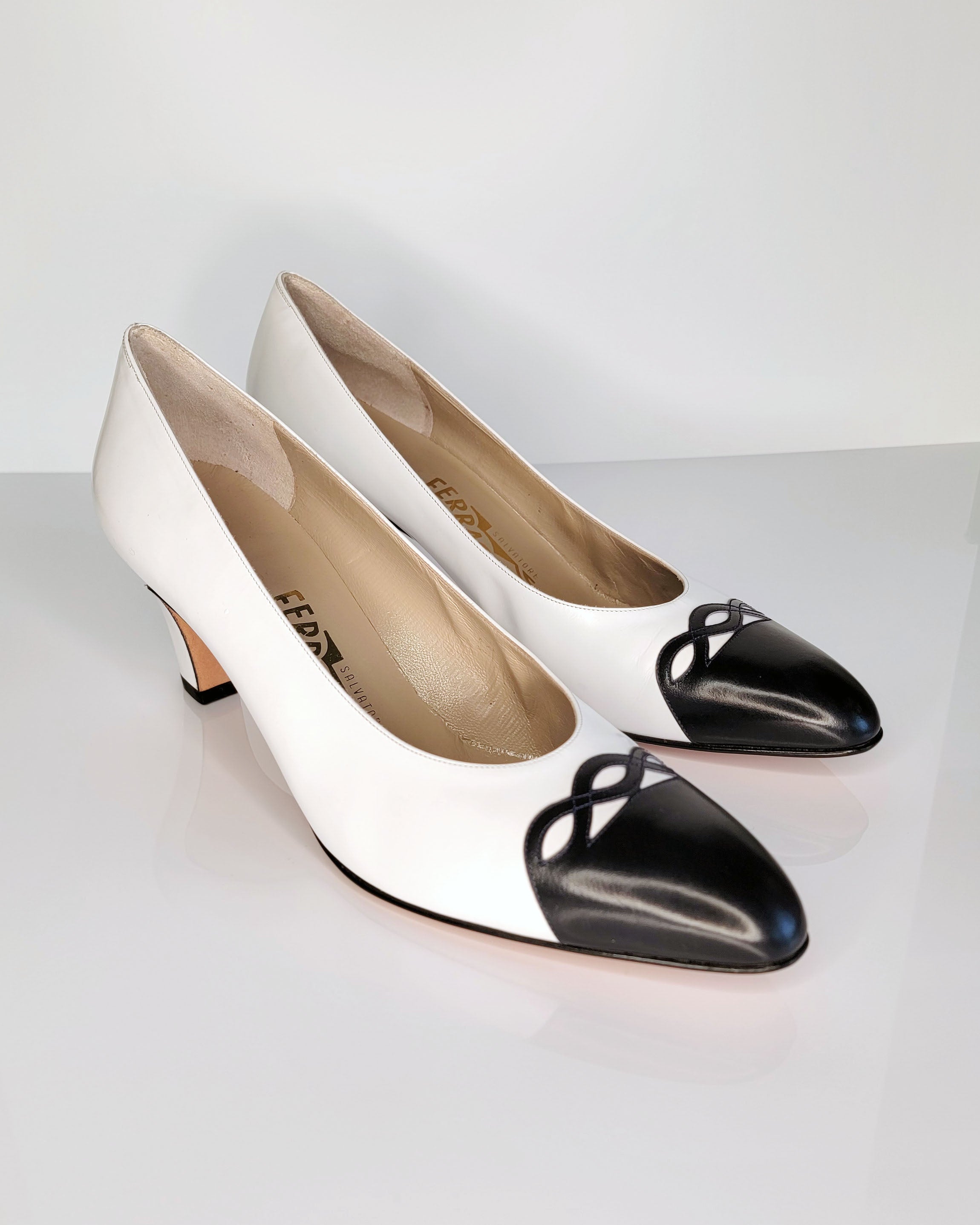 1980s Salvatore Ferragamo Deadstock Cap-Toe Pumps