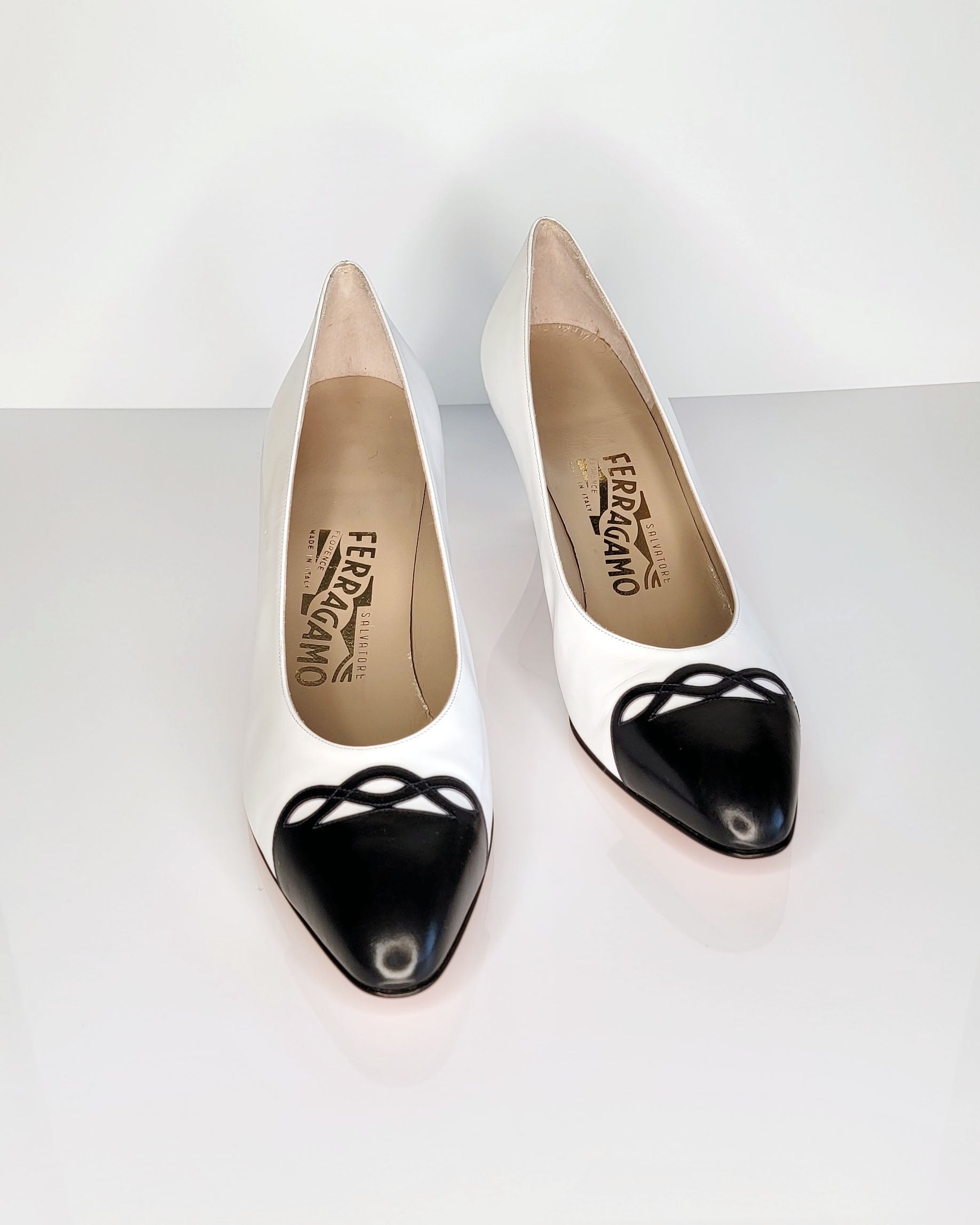 1980s Salvatore Ferragamo Deadstock Cap-Toe Pumps