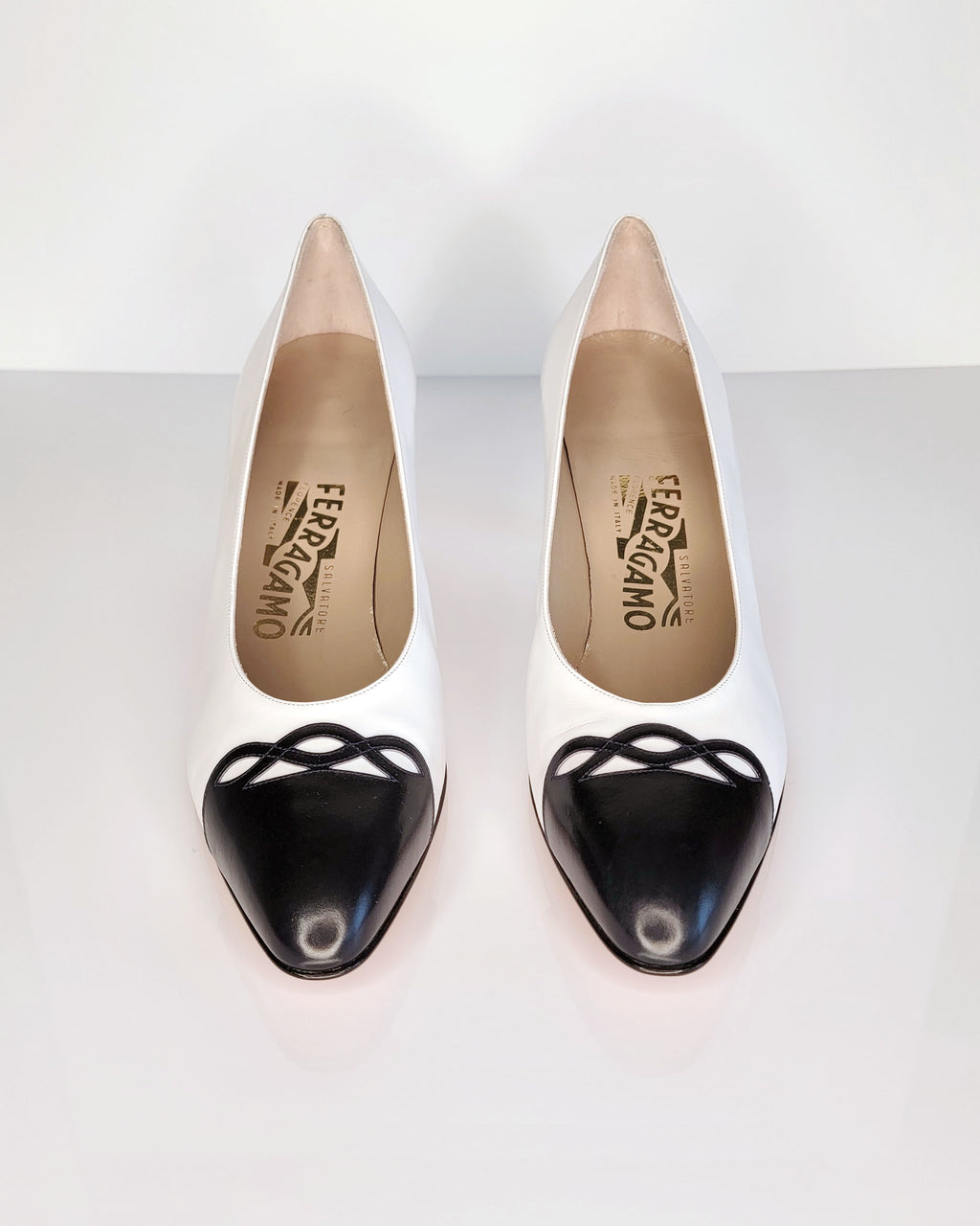 1980s Salvatore Ferragamo Deadstock Cap-Toe Pumps