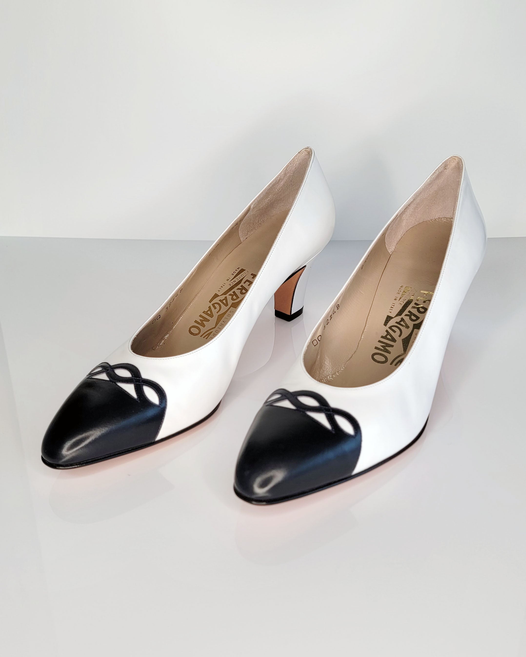 1980s Salvatore Ferragamo Deadstock Cap-Toe Pumps
