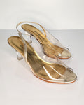 80s Jack Rogers Clear PVC & Gold Leather Heels
