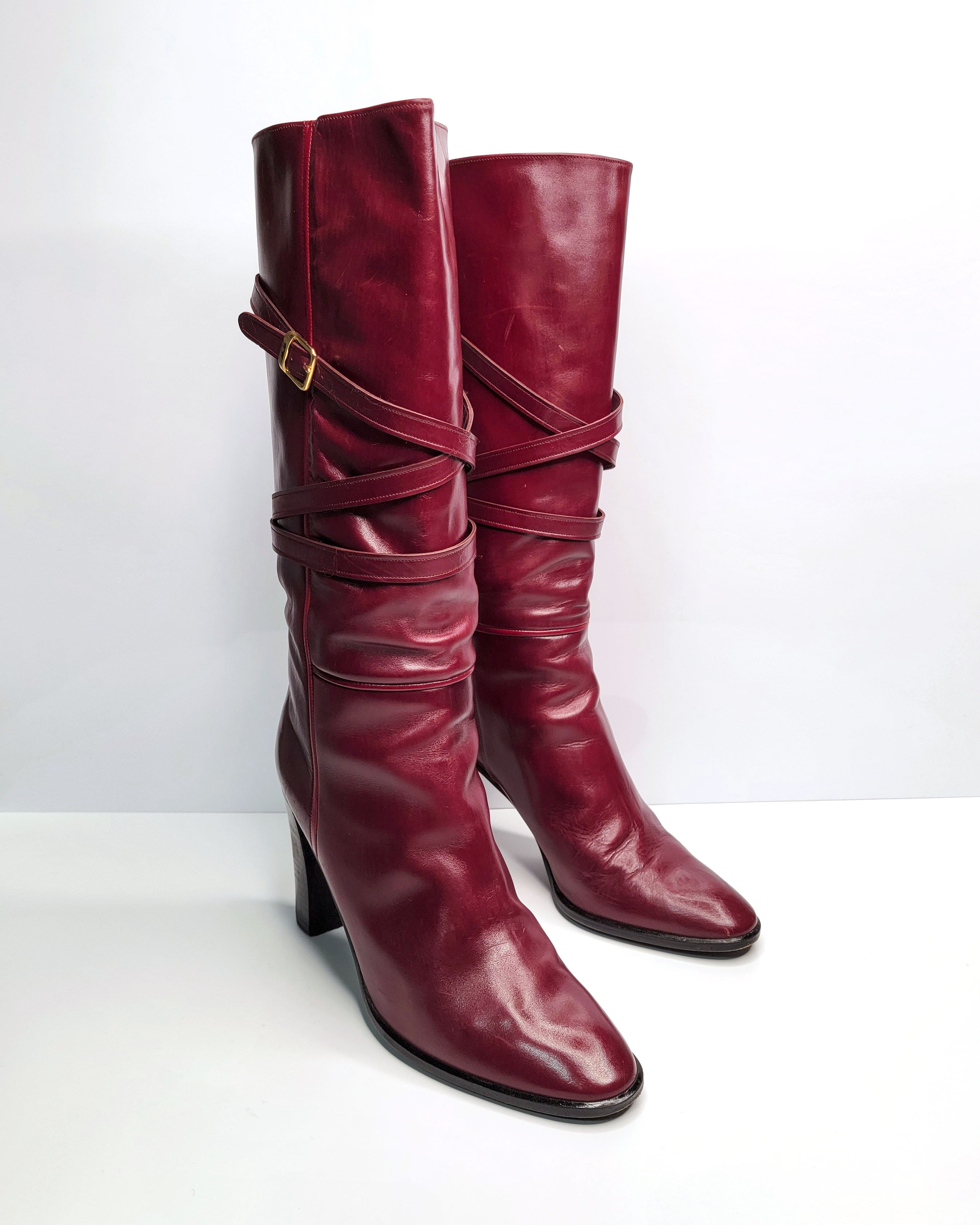 1980s Charles Jourdan Havana Knee High Boots