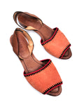 00s Prada Orange Woven Suede & Brown Leather D'orsay Sandals