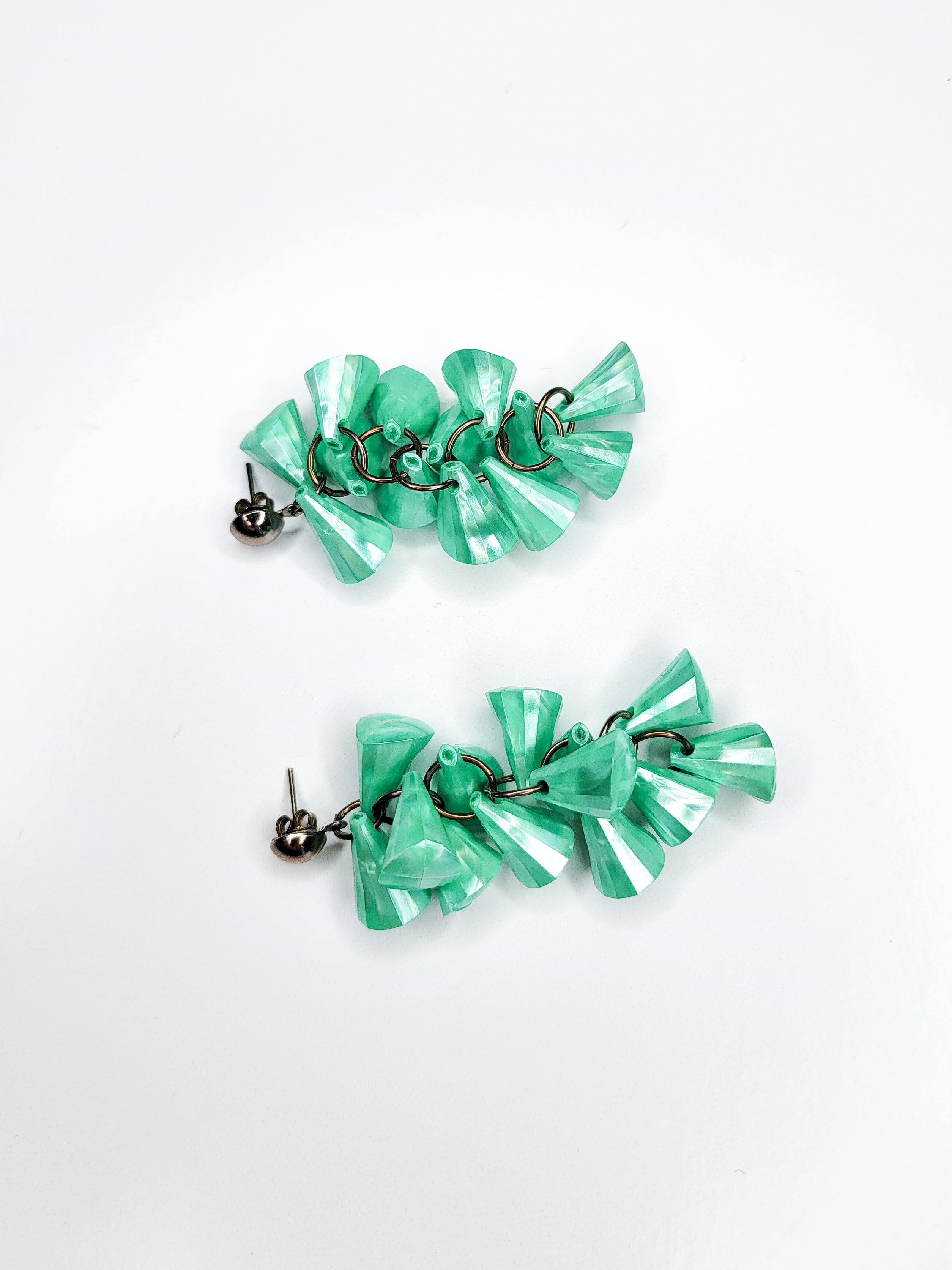 1980s Turquoise Marbled Chandelier Earrings