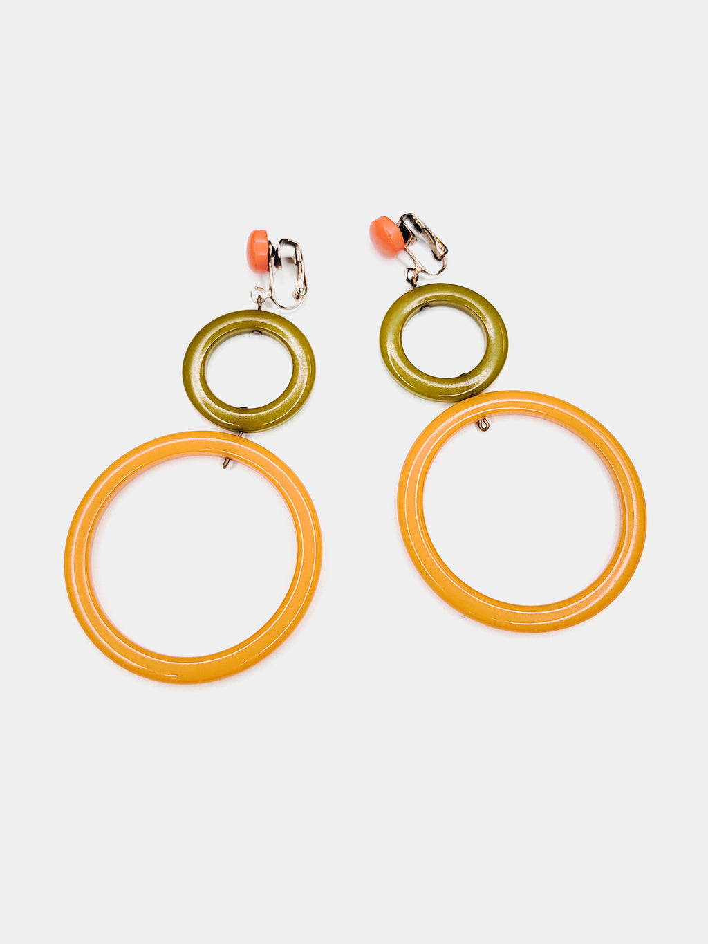 1960s Color Block Bakelite Hoop Earrings
