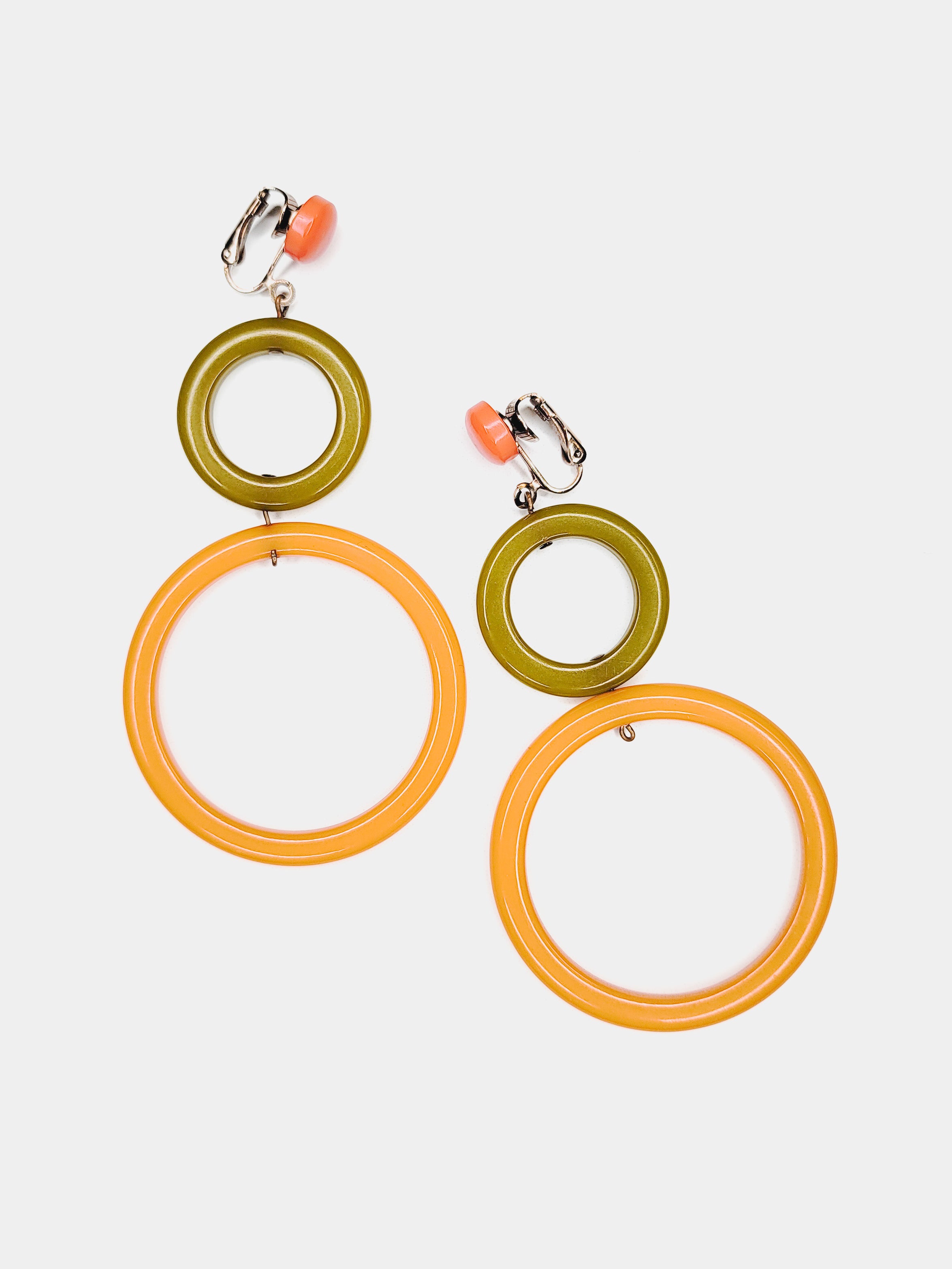 1960s Color Block Bakelite Hoop Earrings