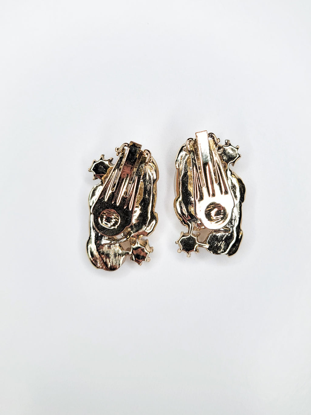 60s Iridescent Crystal & Cream Earrings