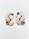 60s Iridescent Crystal & Cream Earrings