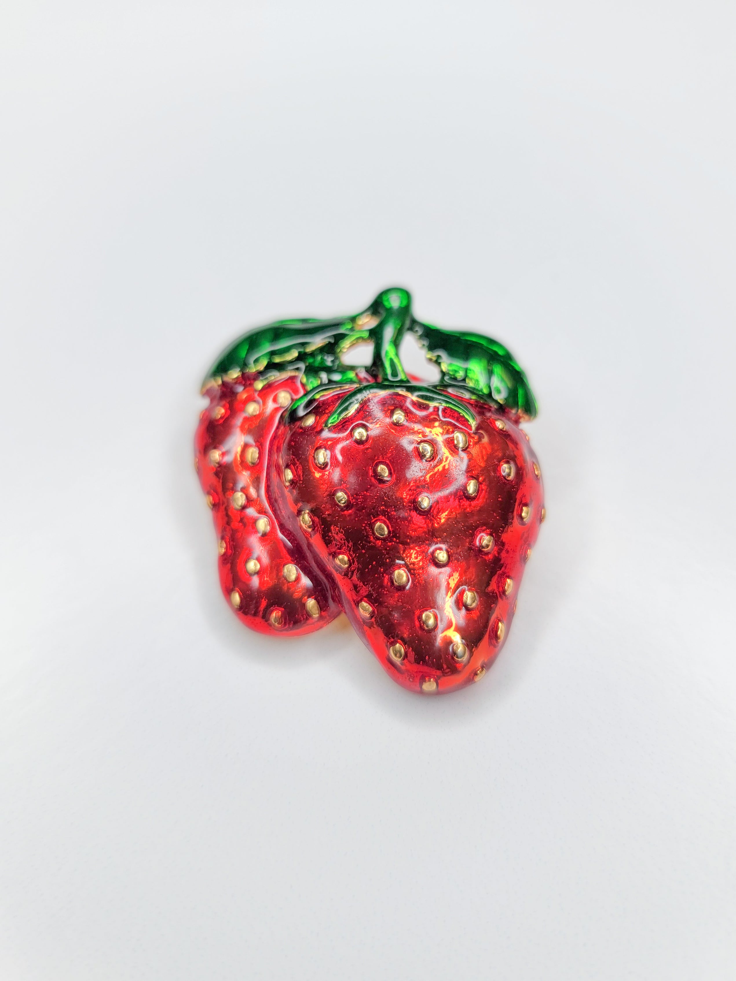 1980s Strawberry Enamel Brooch & Pendant
