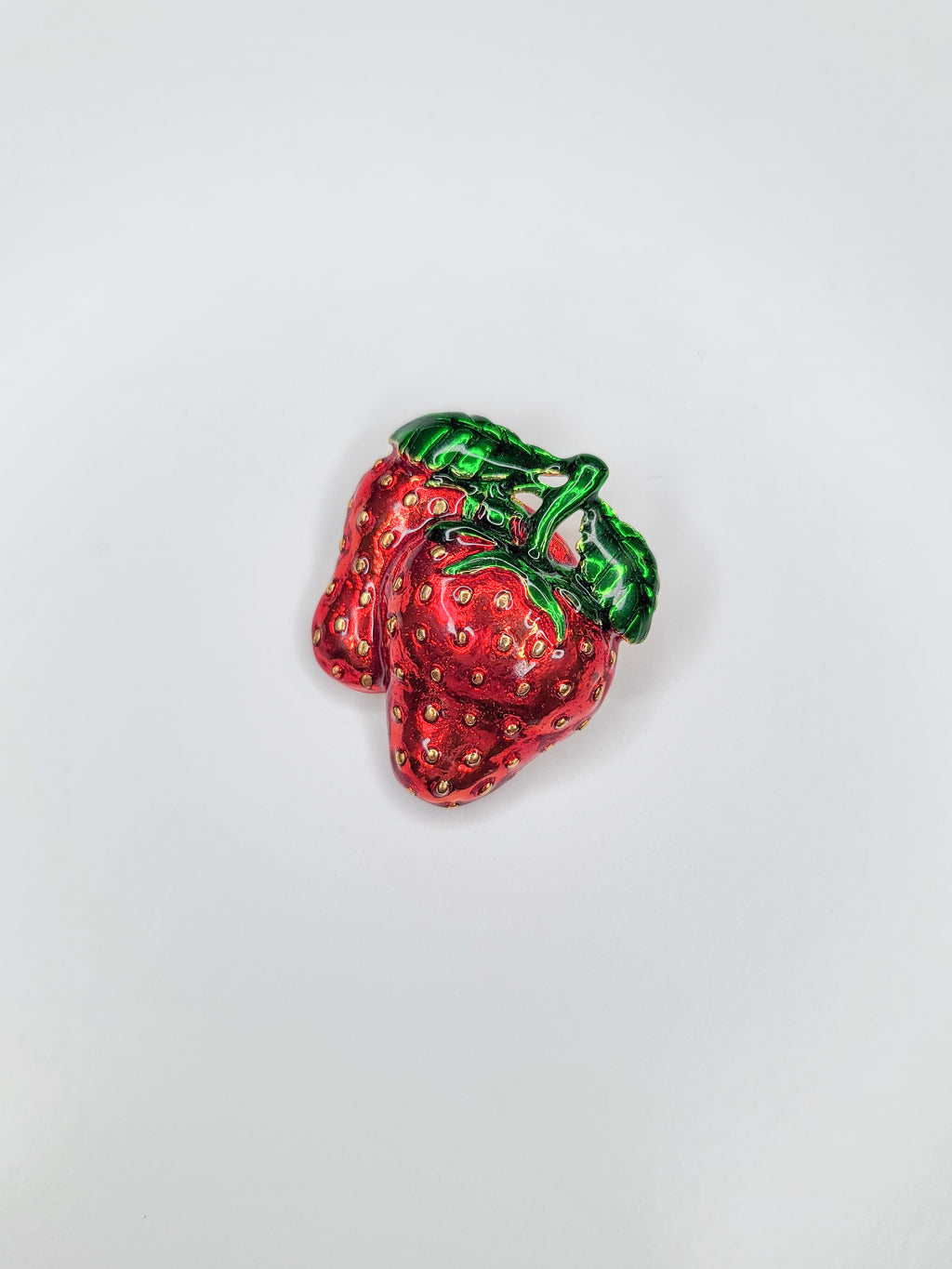 1980s Strawberry Enamel Brooch & Pendant