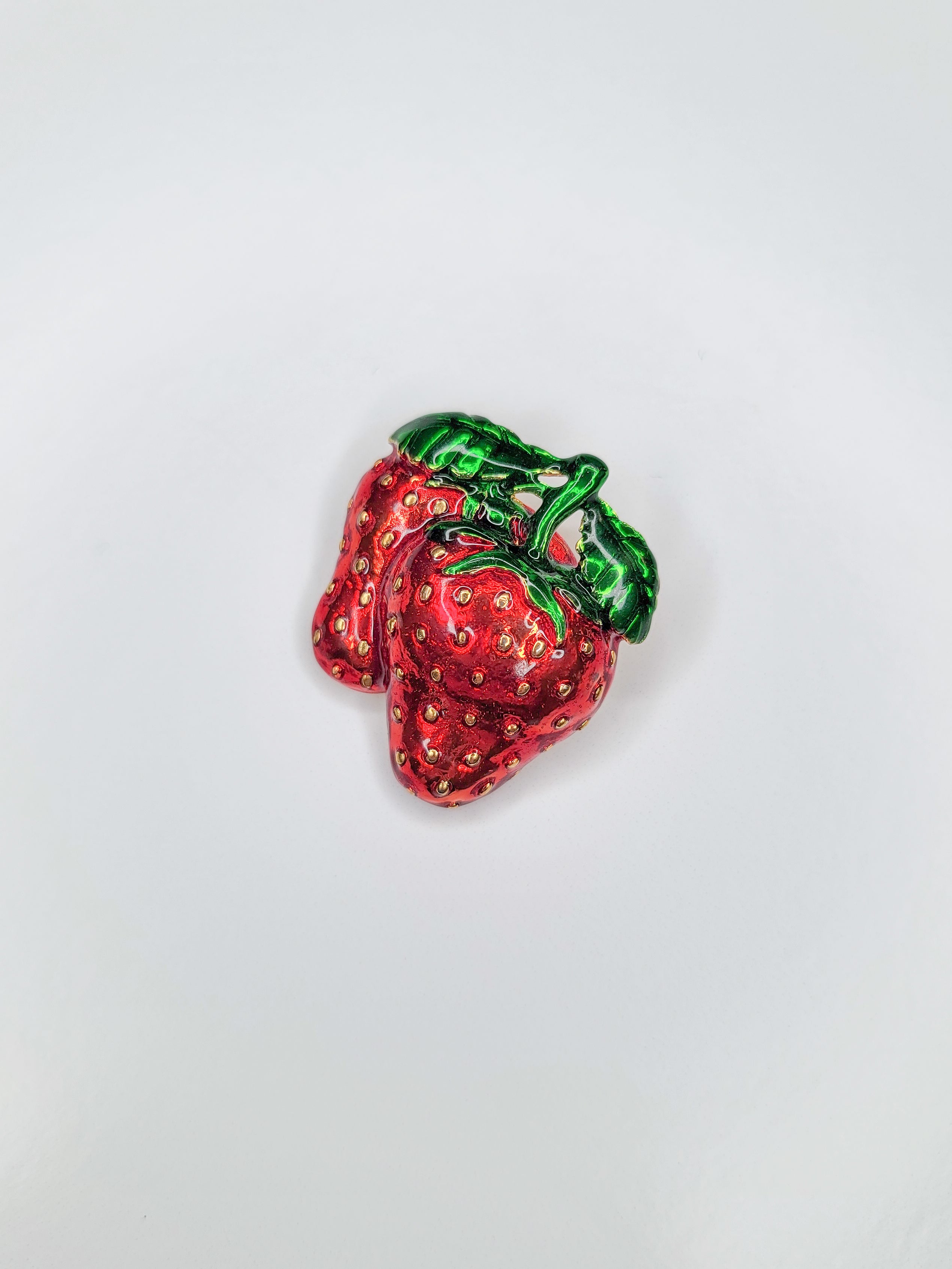 1980s Strawberry Enamel Brooch & Pendant