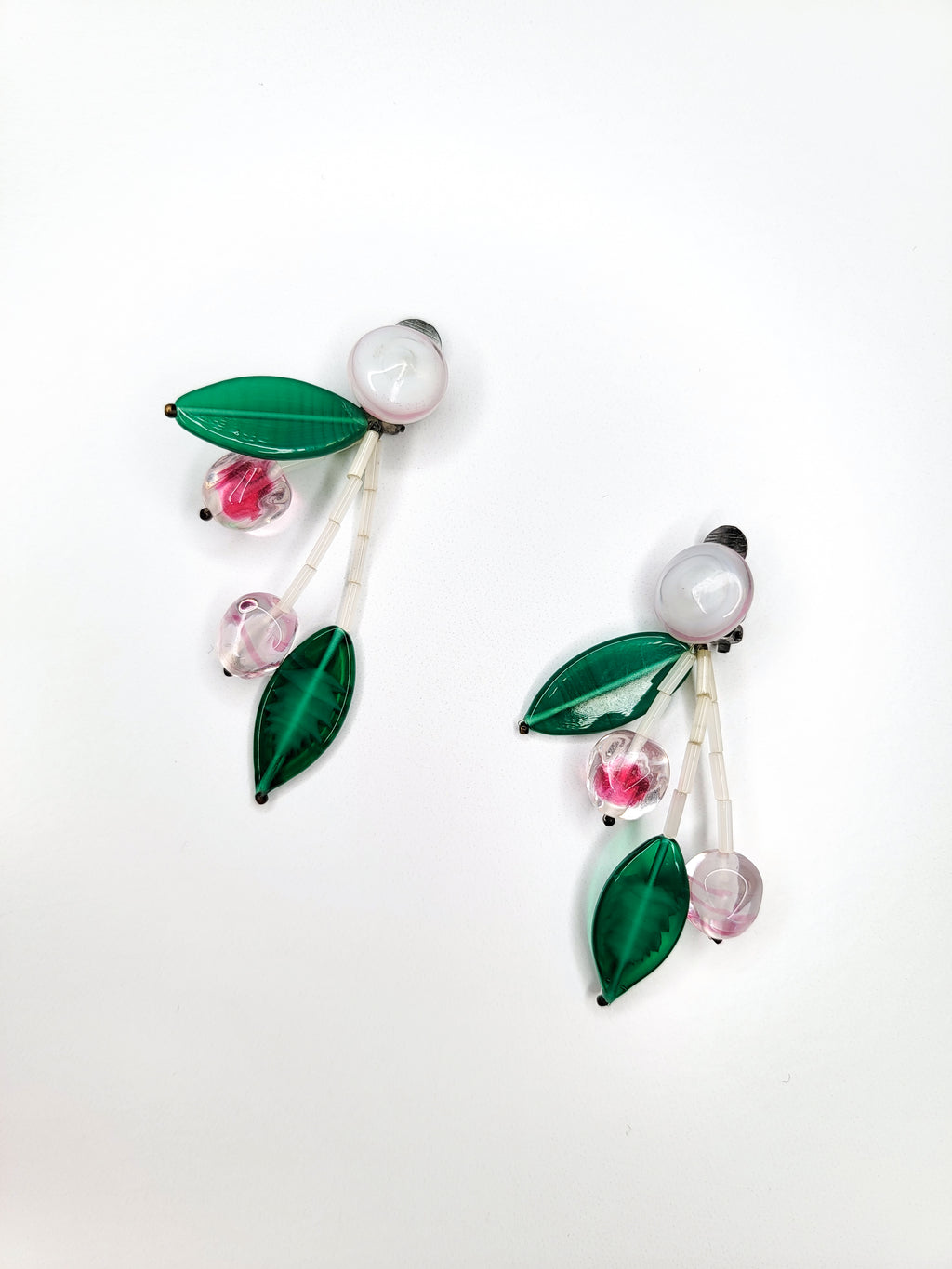 1970s Italian Venetian Glass Cherry Drop Earrings