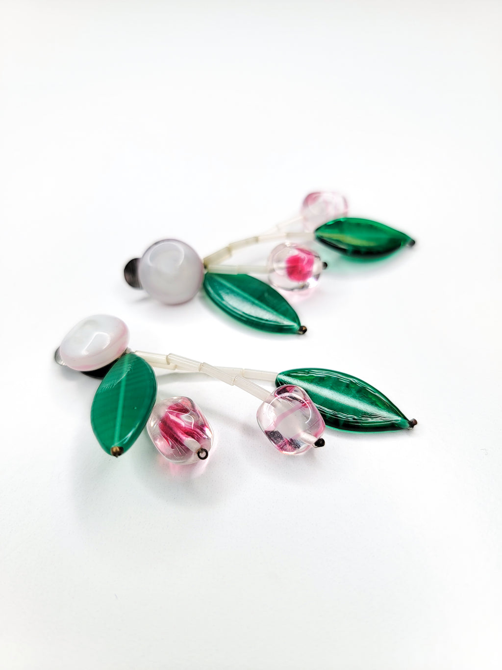 1970s Italian Venetian Glass Cherry Drop Earrings