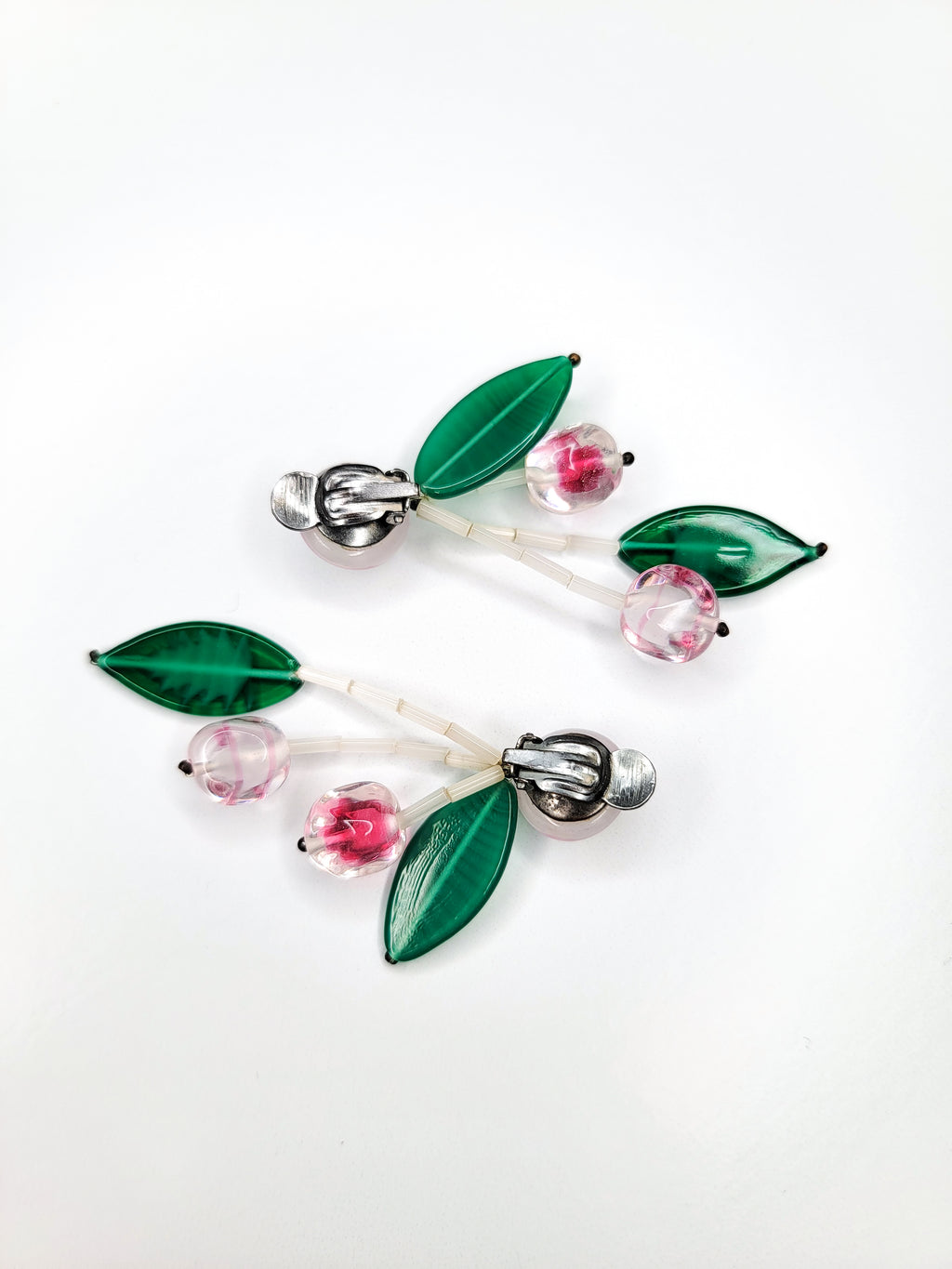 1970s Italian Venetian Glass Cherry Drop Earrings