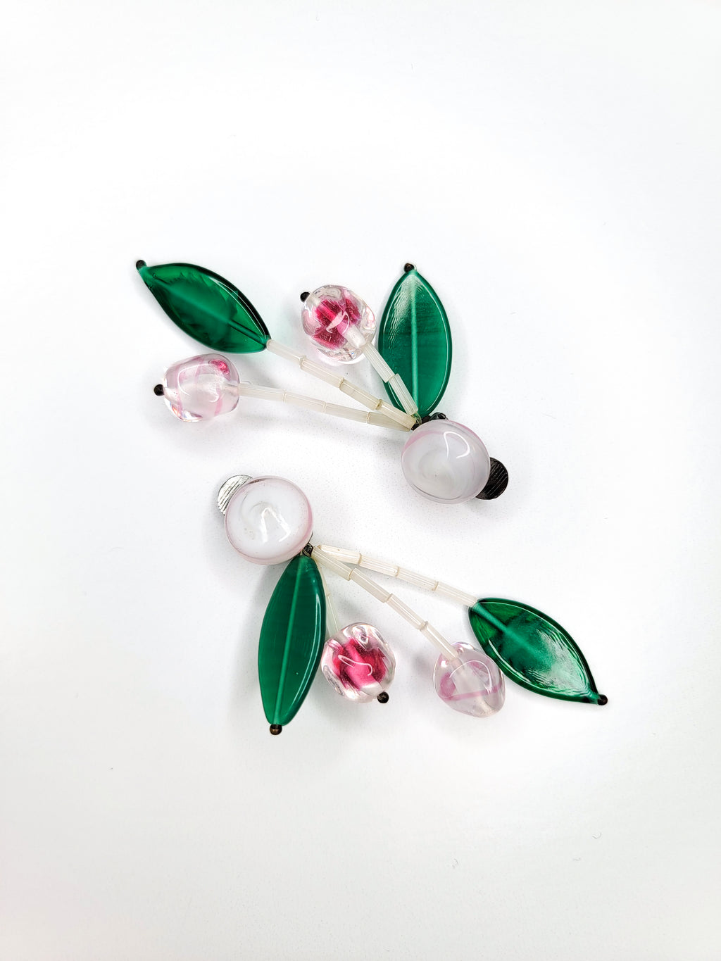 1970s Italian Venetian Glass Cherry Drop Earrings