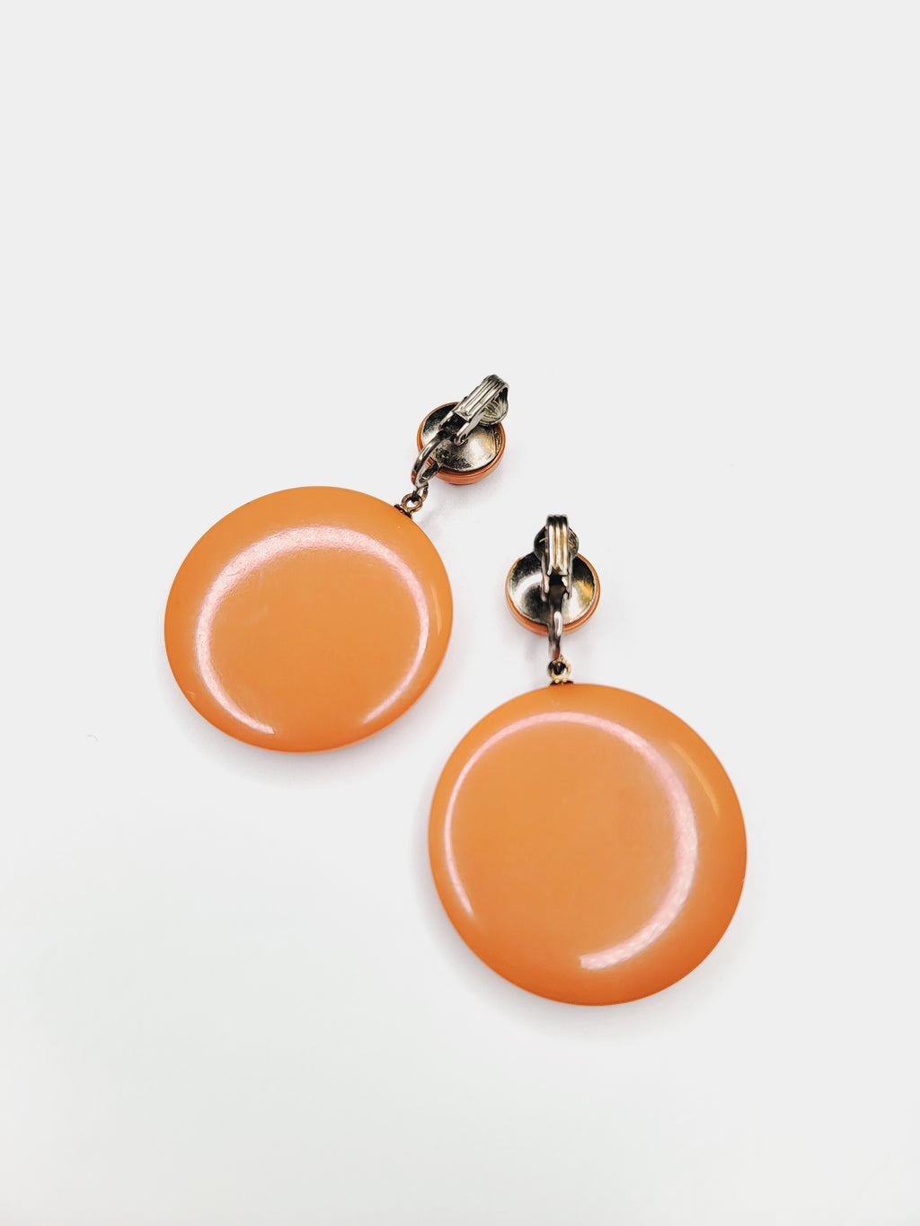 1960s Orange Bakelite Disc Earrings