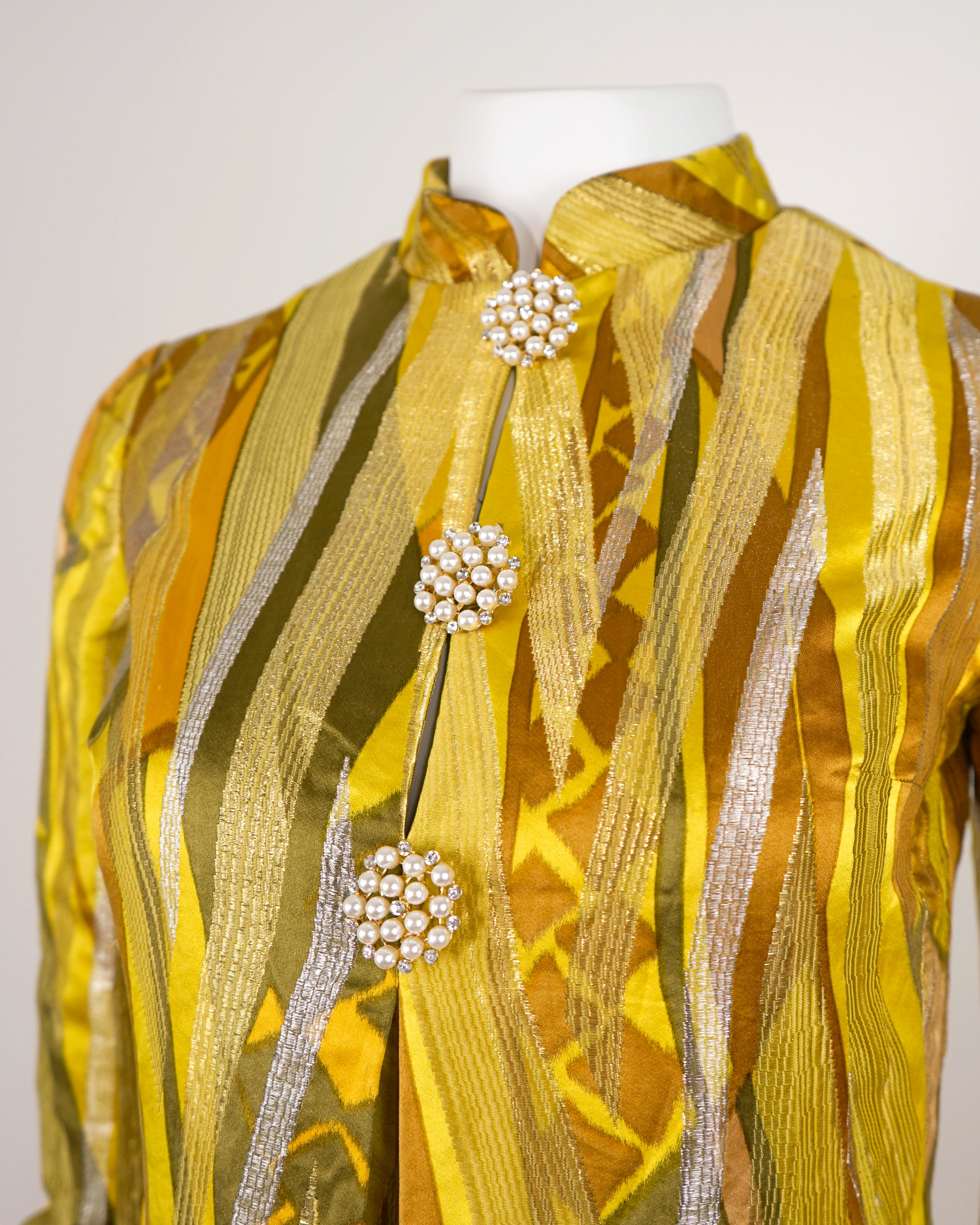 1960s Bill Blass for Maurice Rentner Mod Metallic Dress