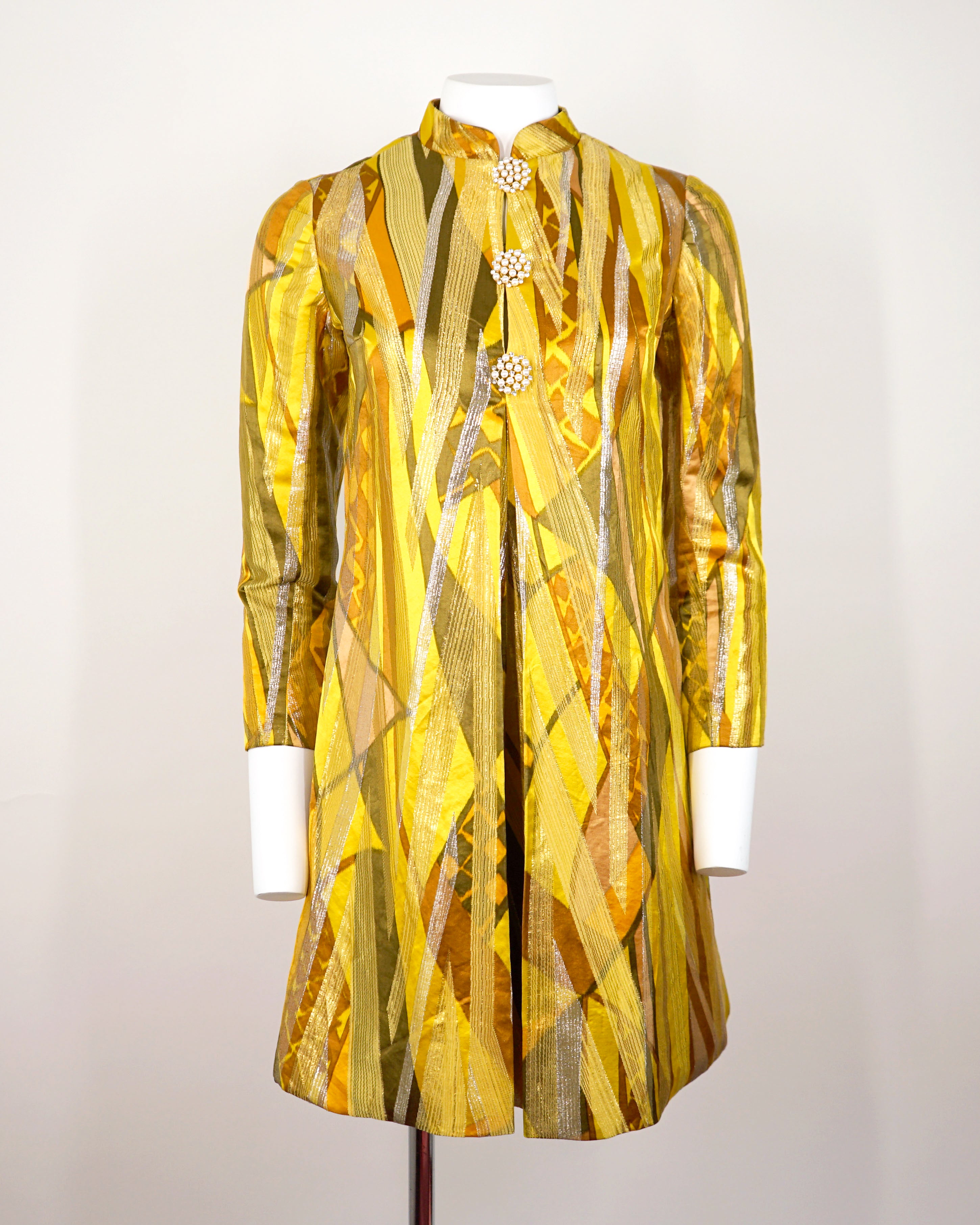 1960s Bill Blass for Maurice Rentner Mod Metallic Dress