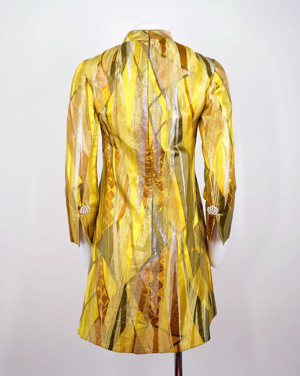1960s Bill Blass for Maurice Rentner Mod Metallic Dress
