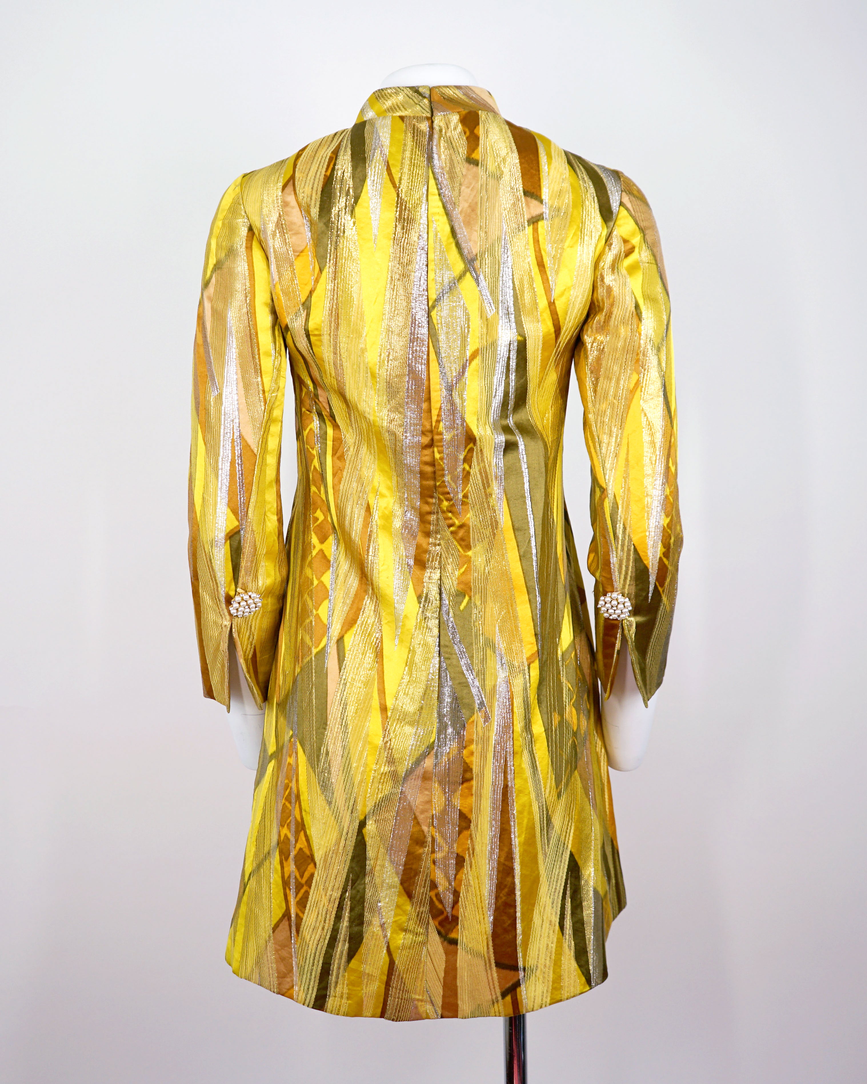 1960s Bill Blass for Maurice Rentner Mod Metallic Dress