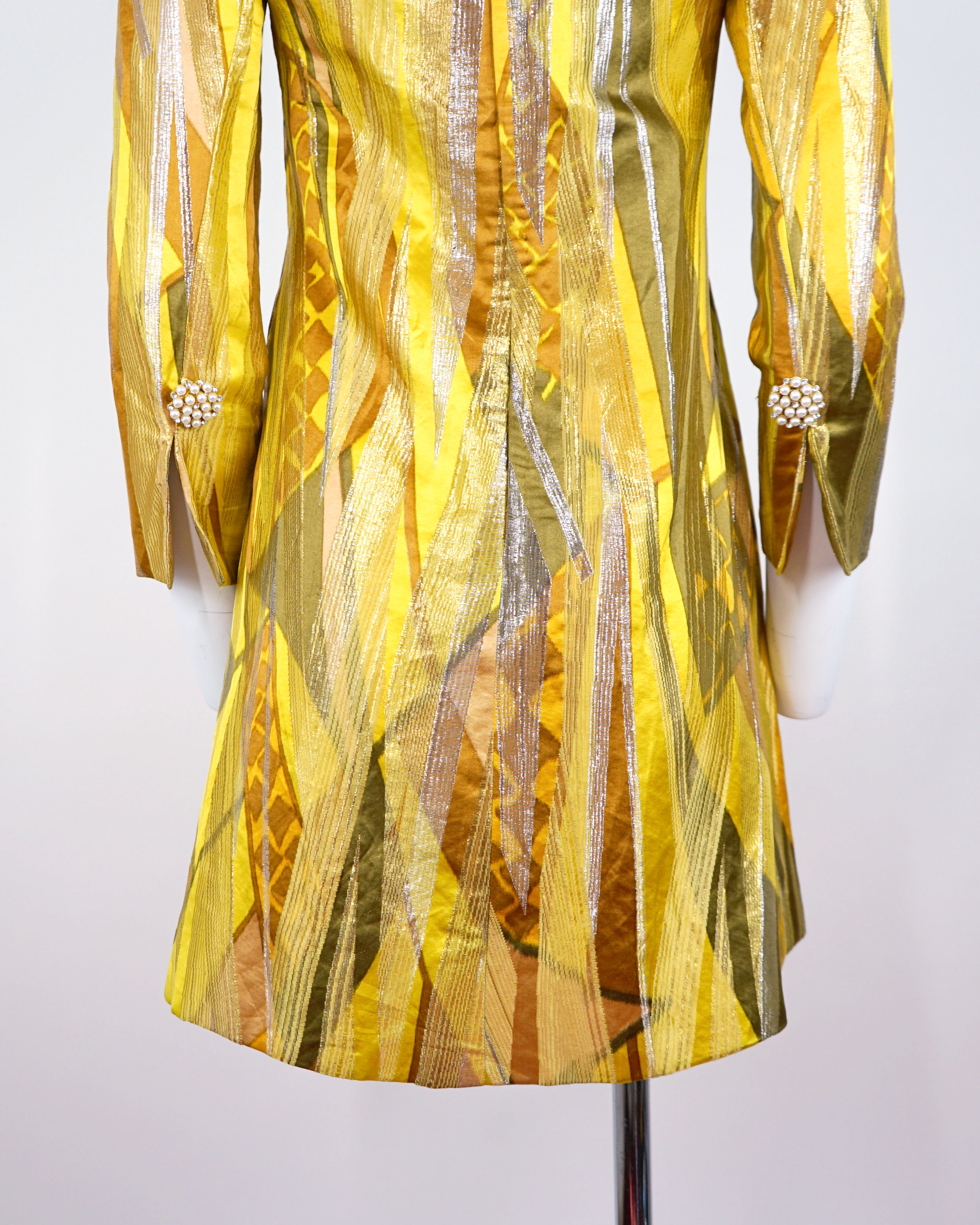 1960s Bill Blass for Maurice Rentner Mod Metallic Dress