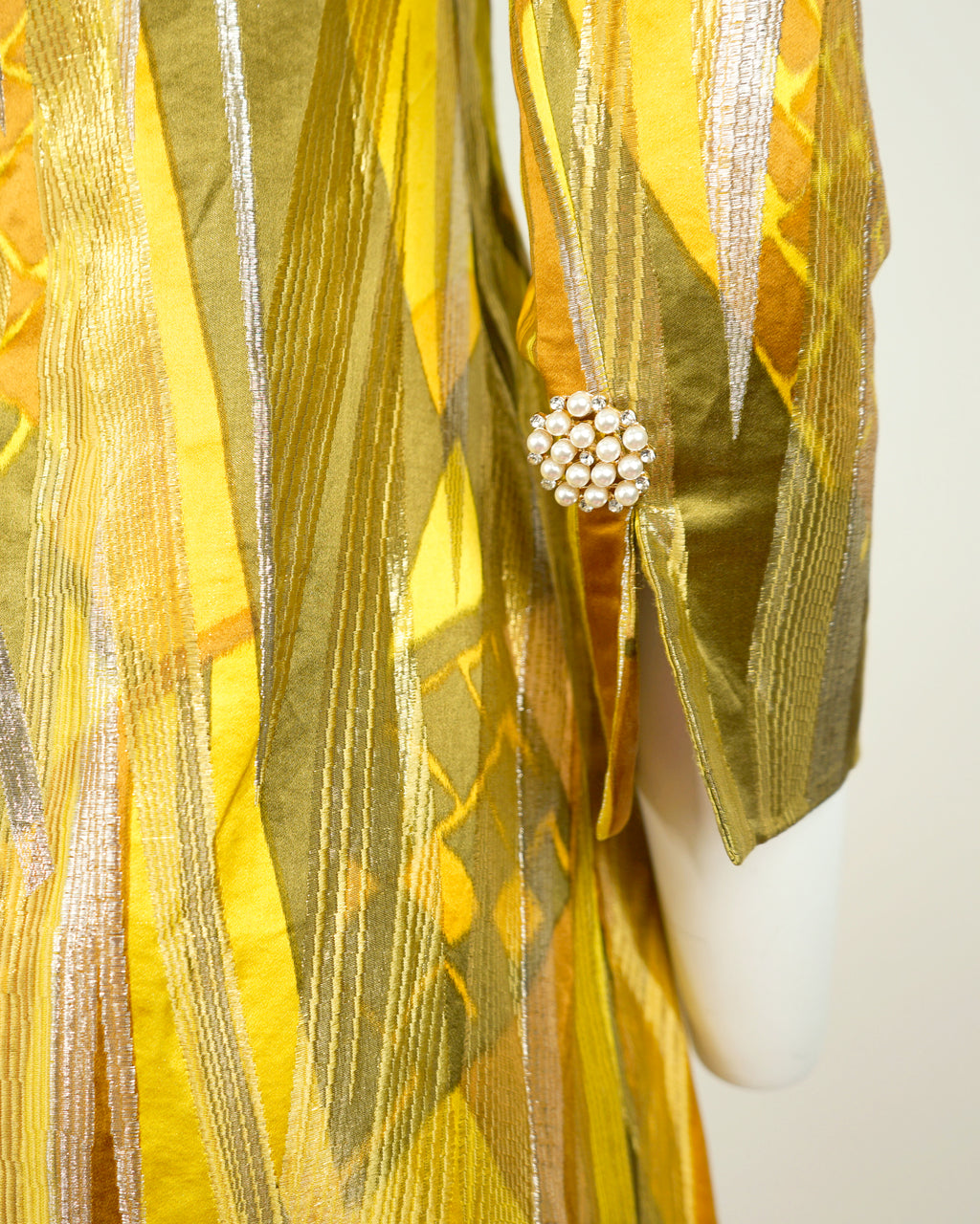 1960s Bill Blass for Maurice Rentner Mod Metallic Dress