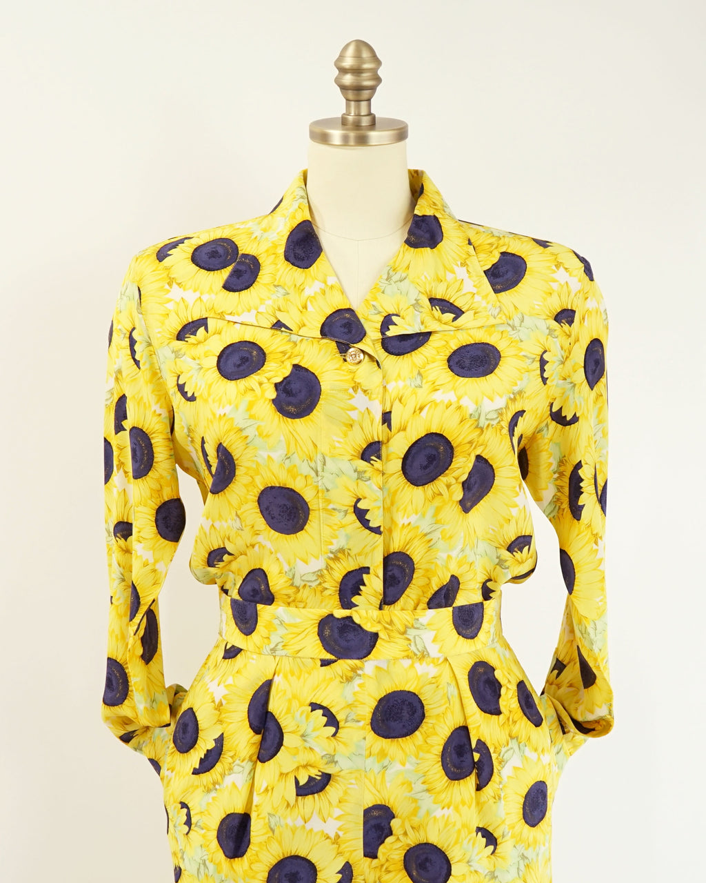 1994 Escada Margaretha Ley -Documented Vintage- Silk Sunflower Blouse & Shorts