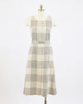 70s Marimekko Cream Wool Glen-Check Plaid Dress & Belt