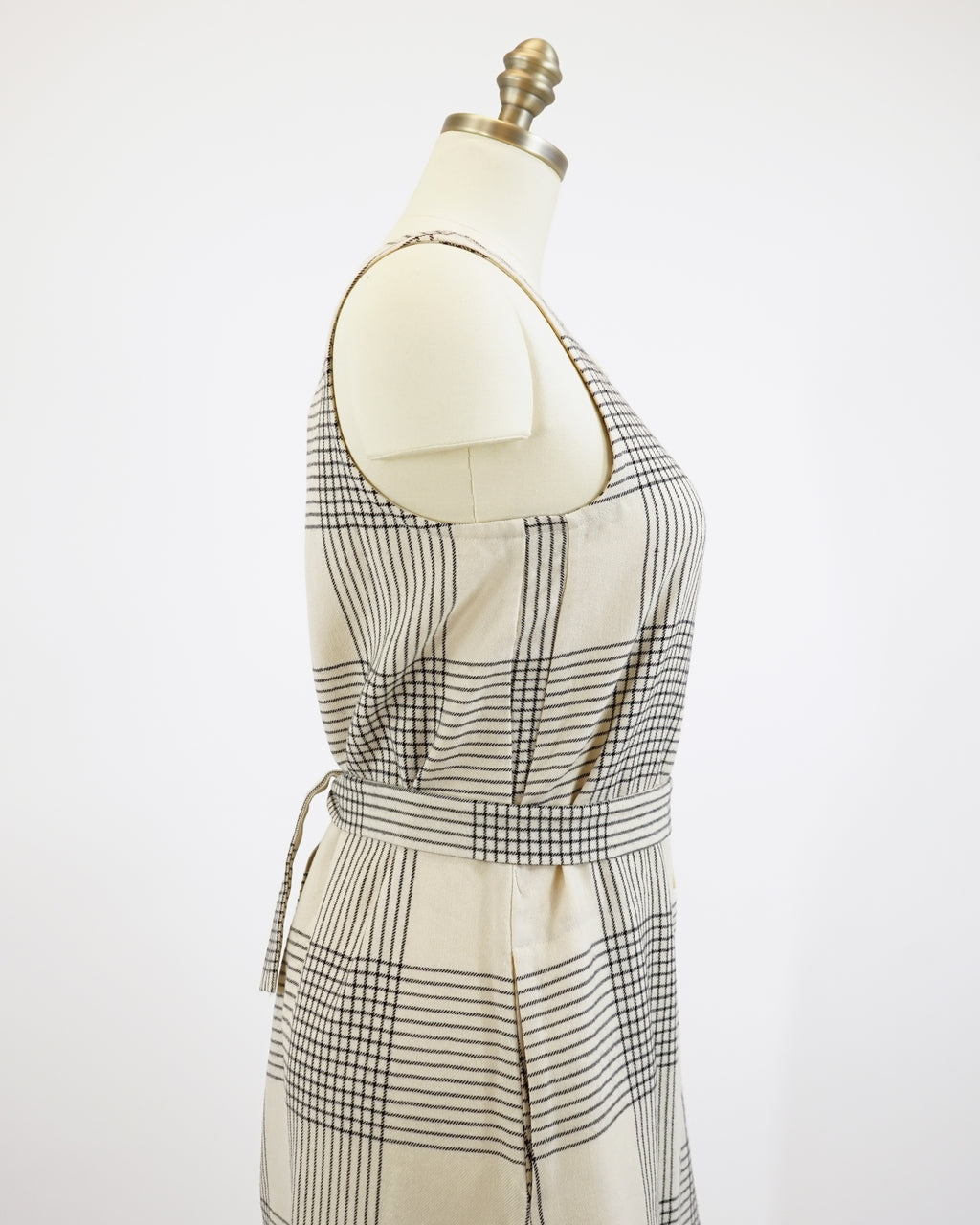 1970s Marimekko Wool Glen Check Plaid Dress & Belt