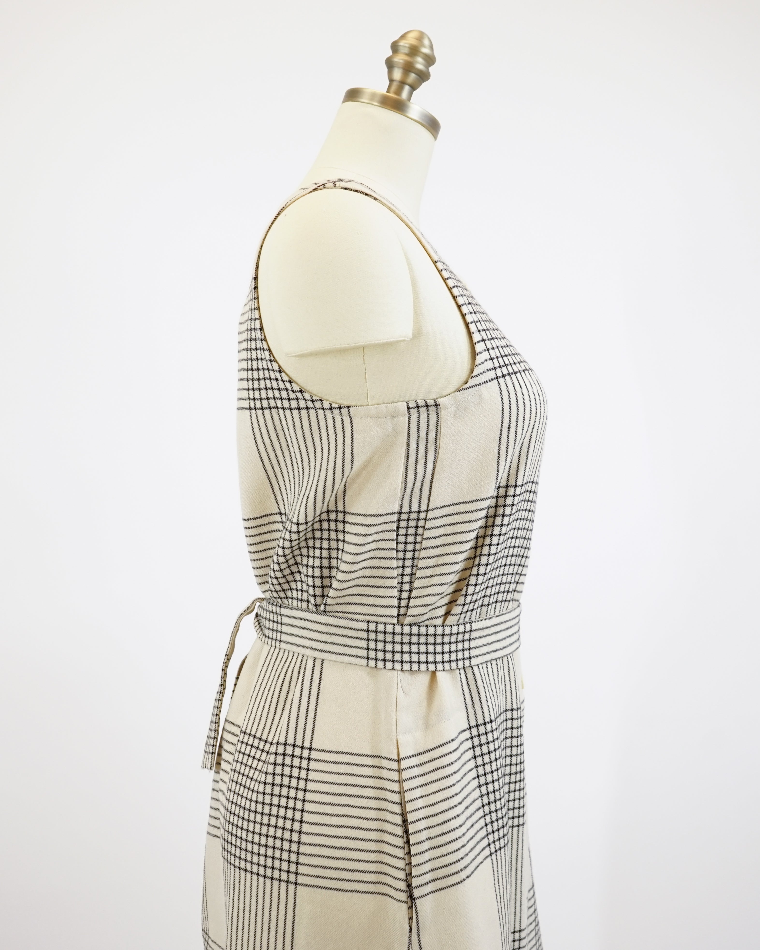 1970s Marimekko Wool Glen Check Plaid Dress & Belt